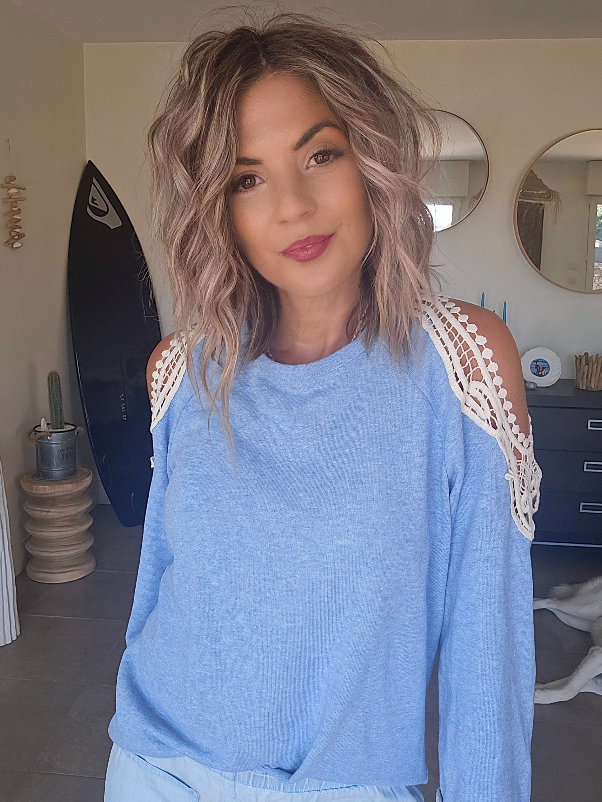 Sweat fin dos ouvert
