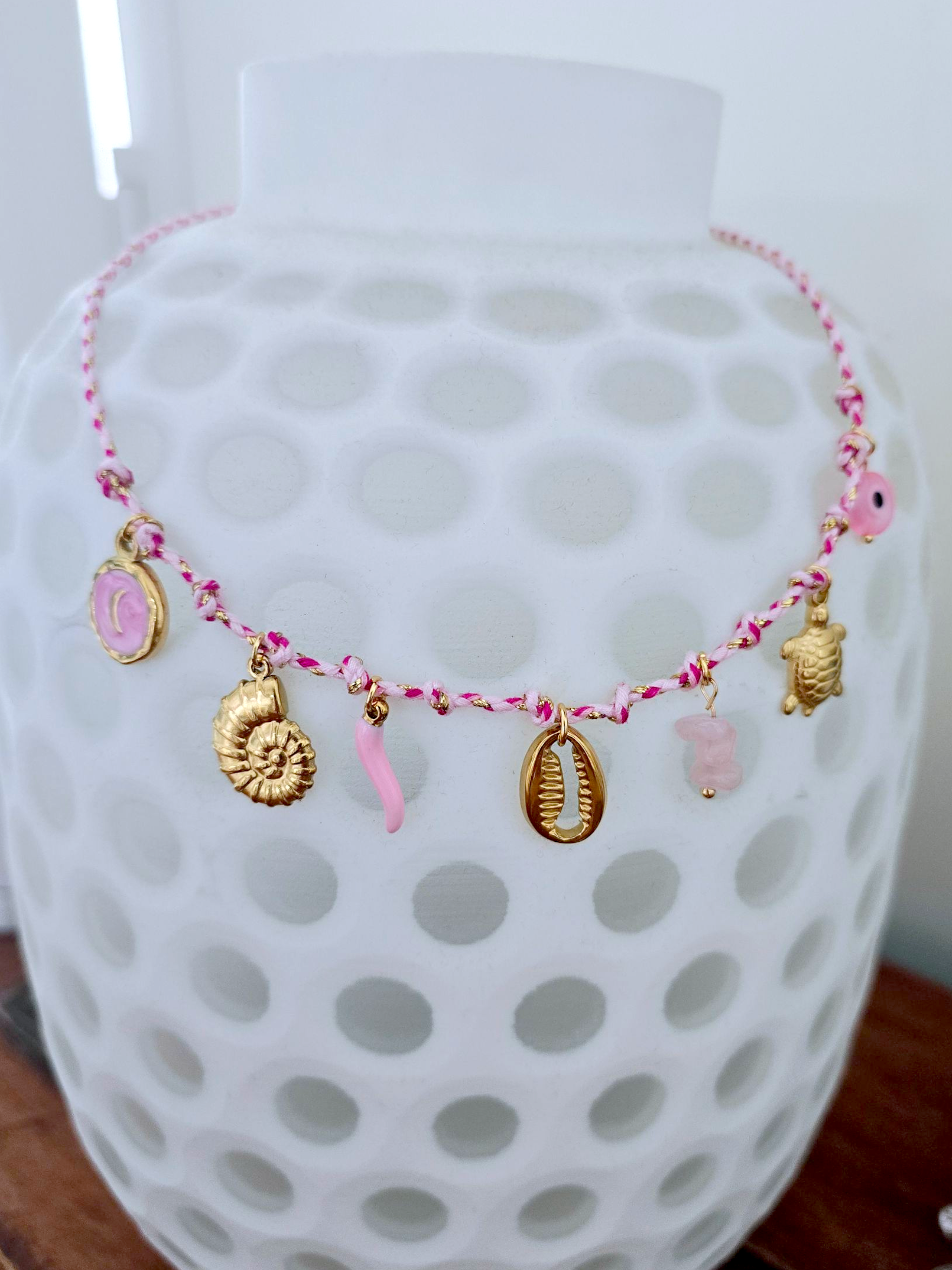 Collier boho rose