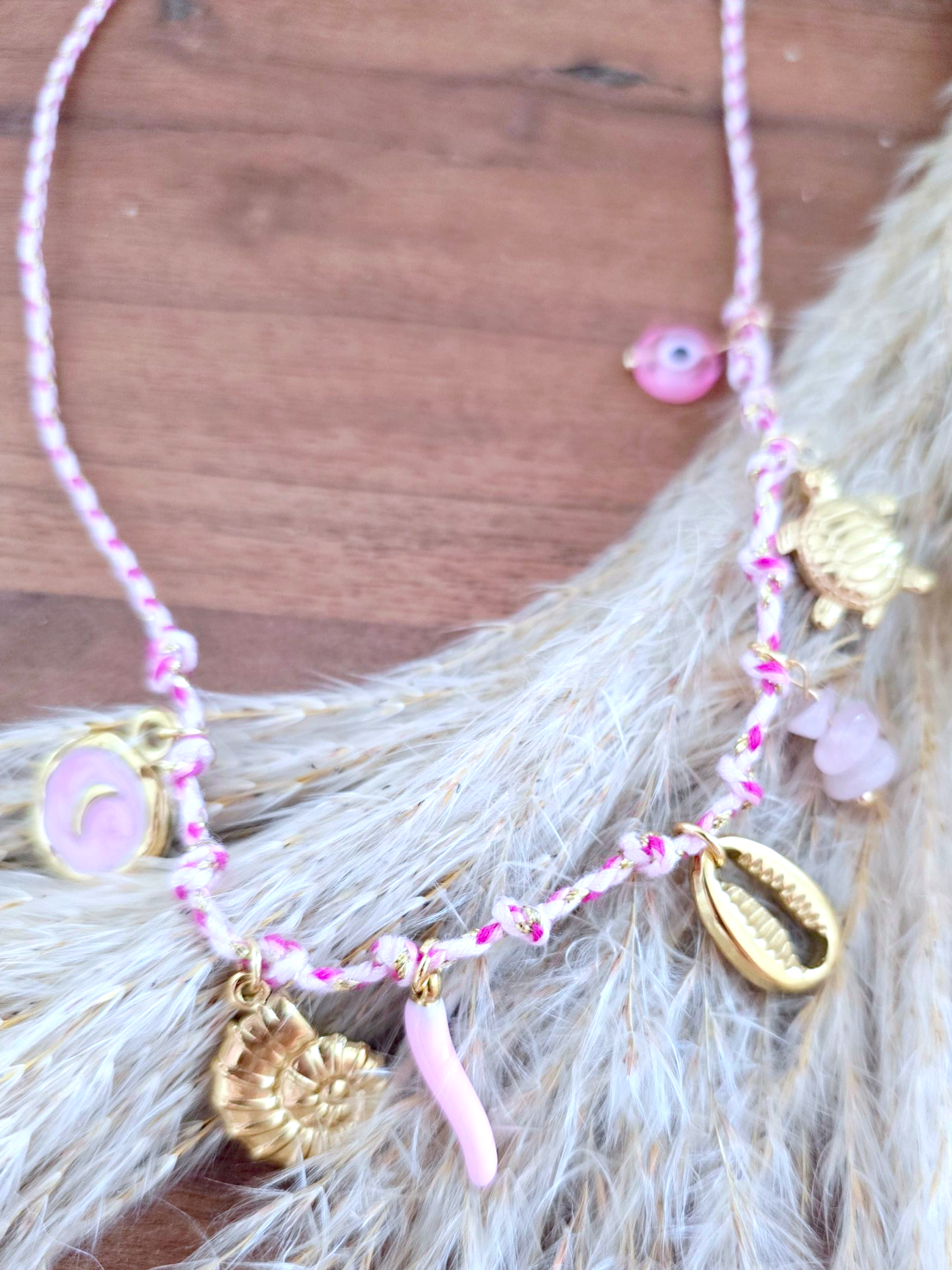 Collier boho rose
