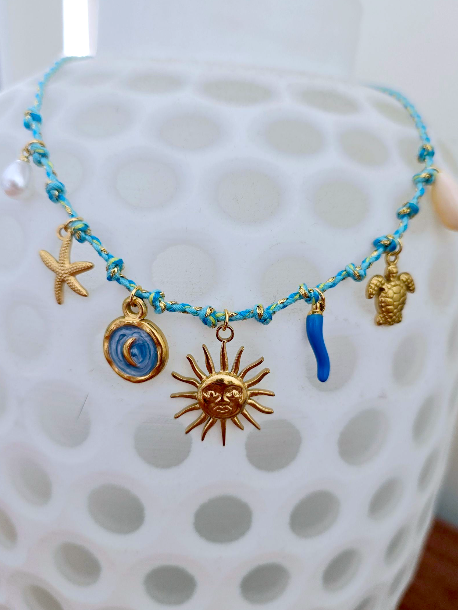 Collier boho bleu