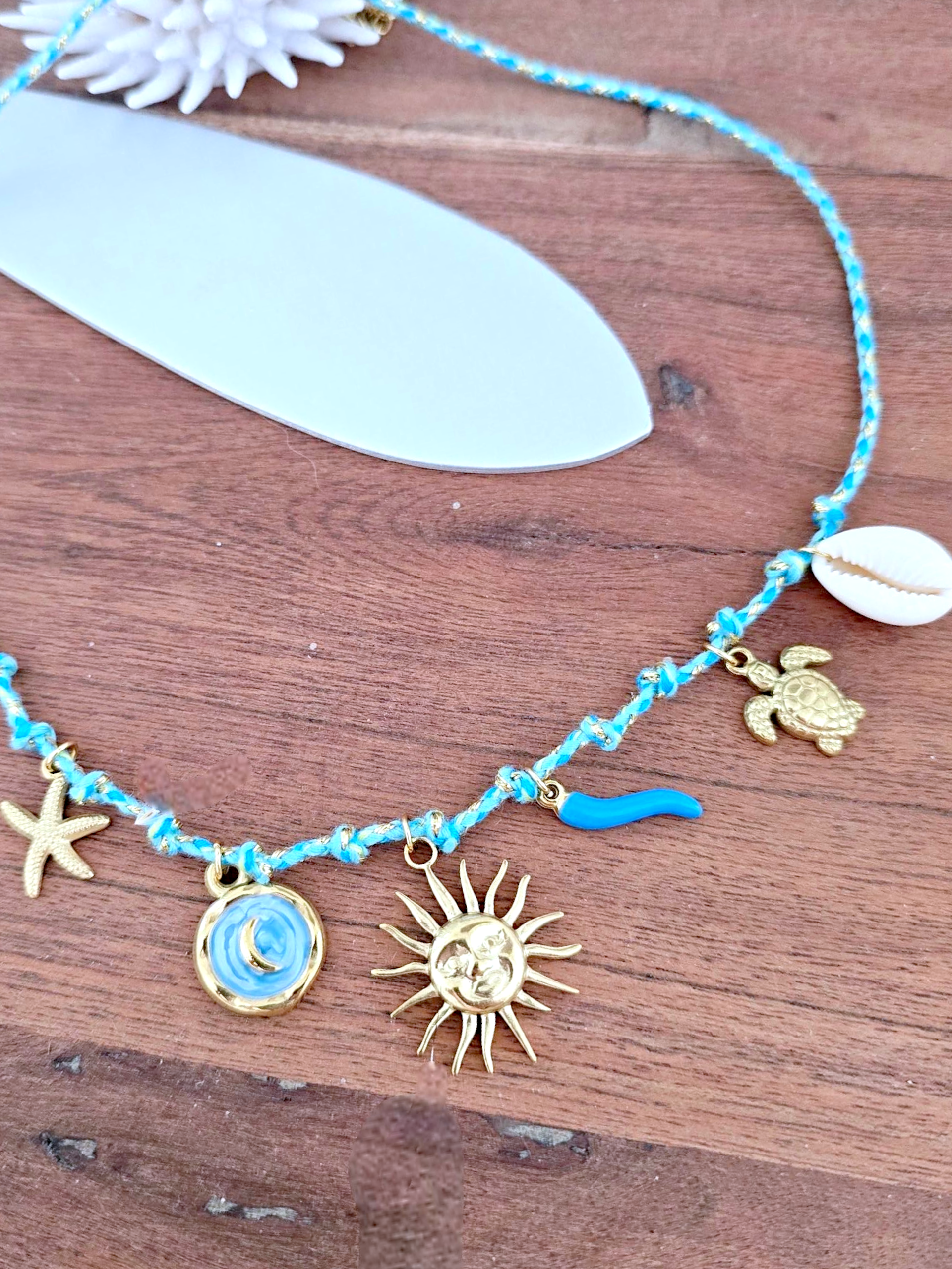 Collier boho bleu