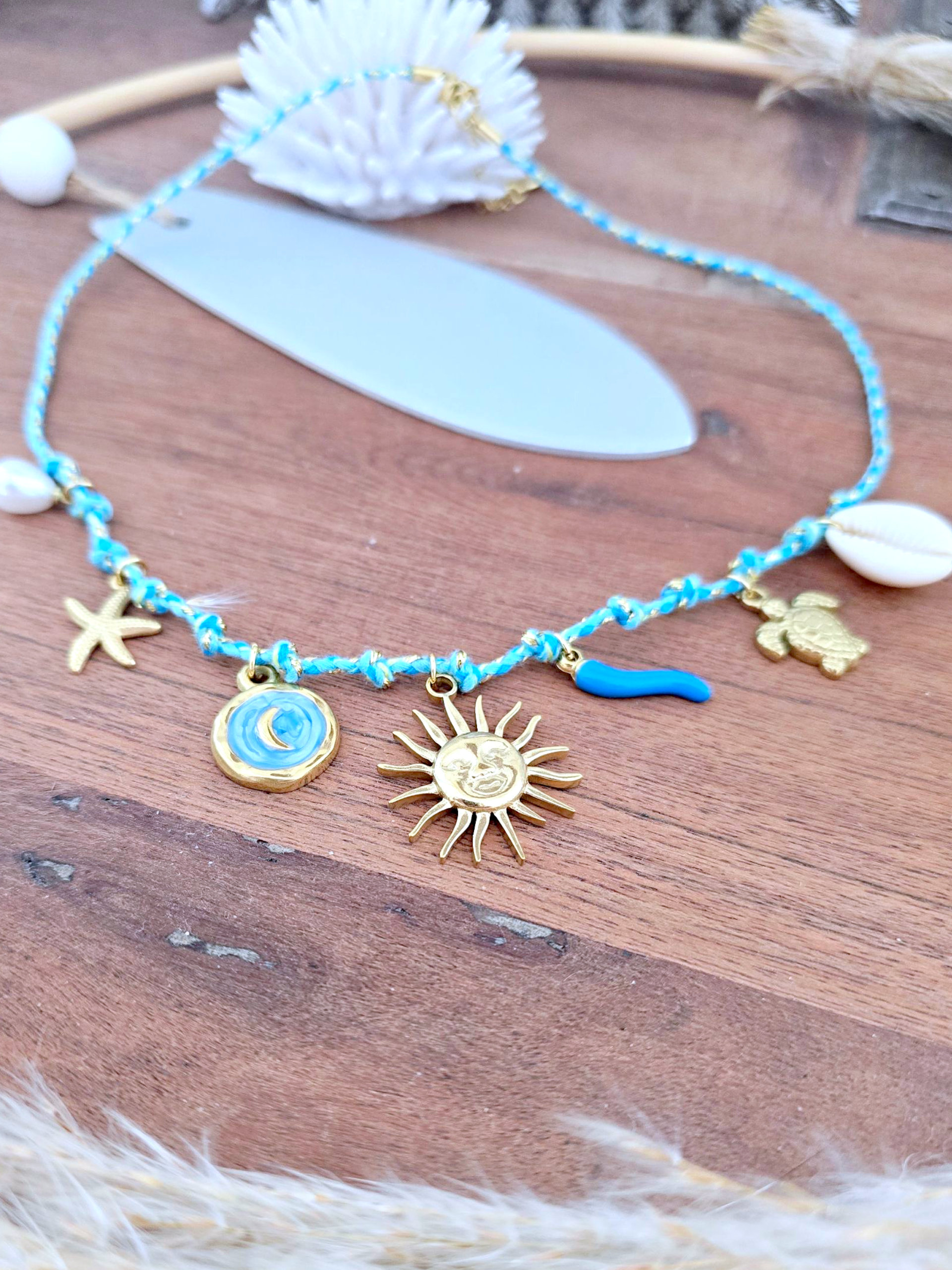 Collier boho bleu