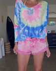 Short en denim rose