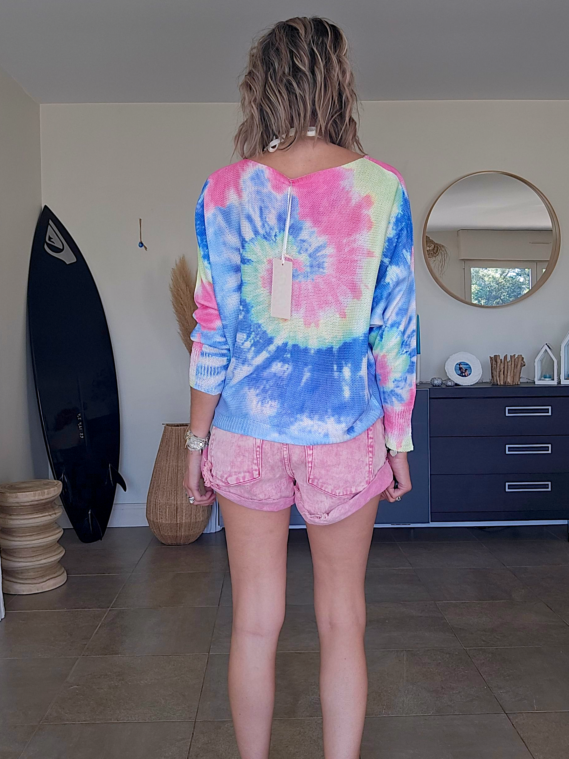 Short en denim rose