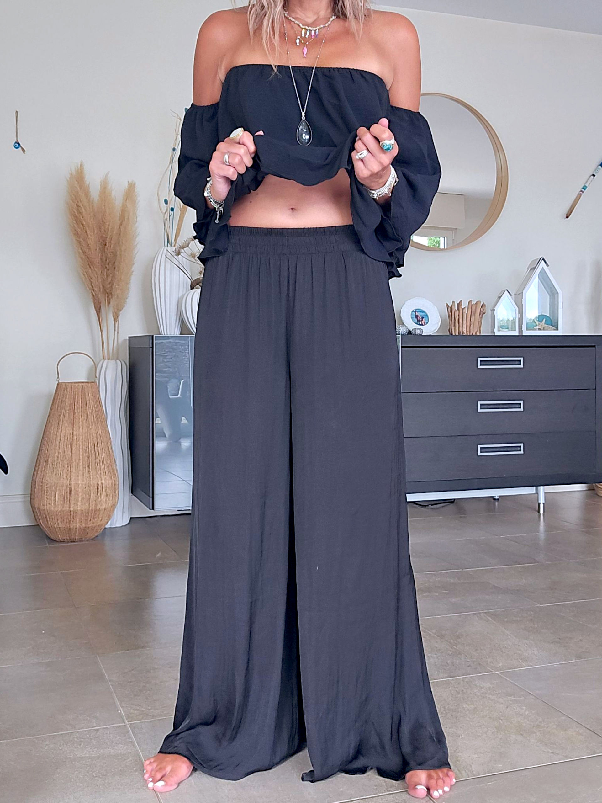 Pantalon black jambes larges