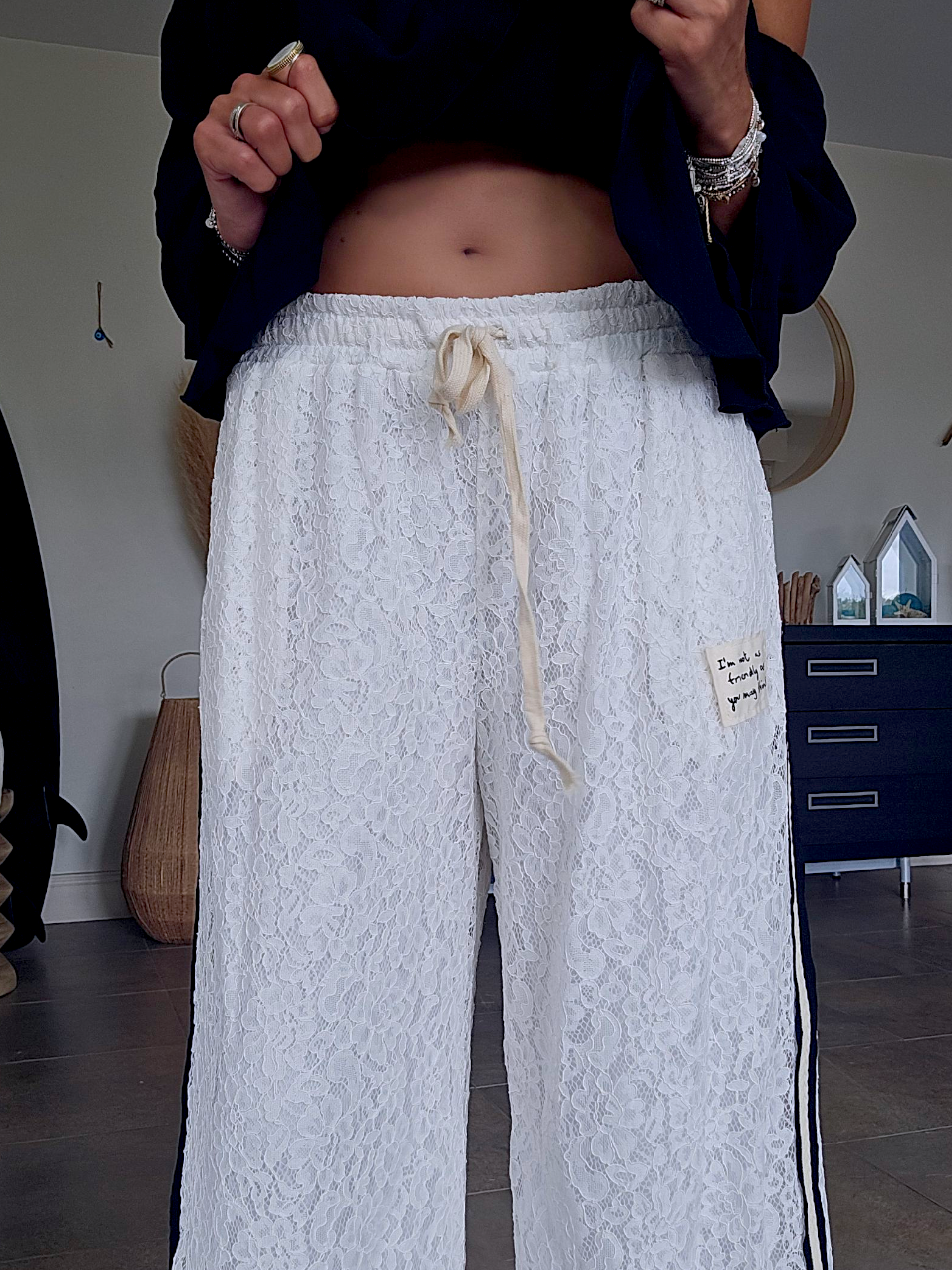 Pantalon blanc jambes larges