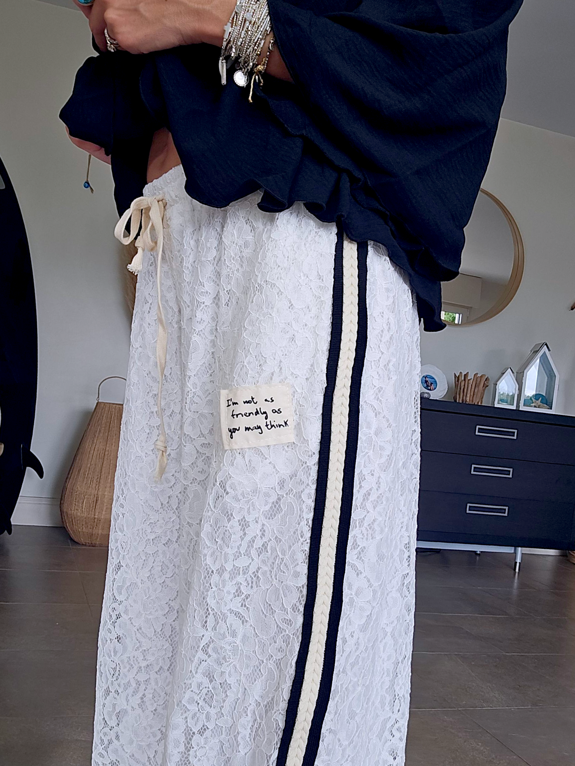 Pantalon blanc jambes larges