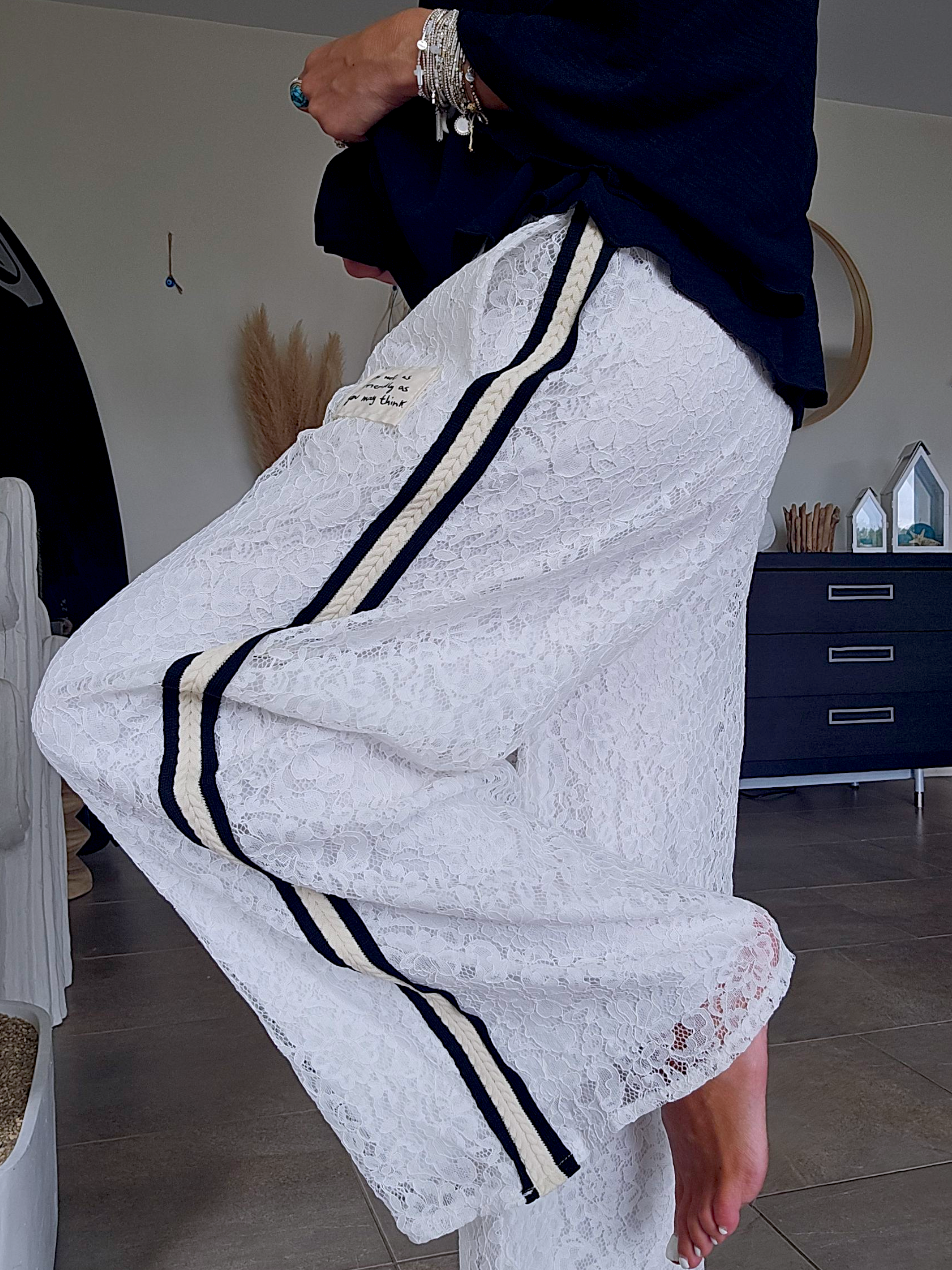 Pantalon blanc jambes larges