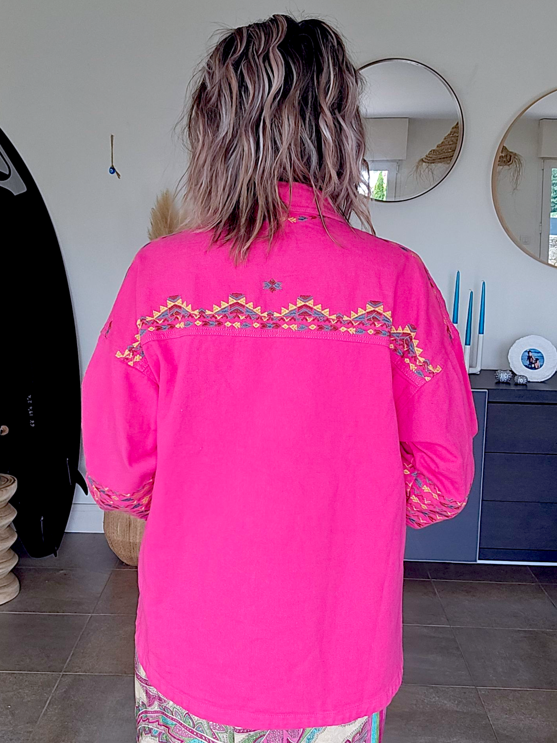 Veste surchemise fuchsia