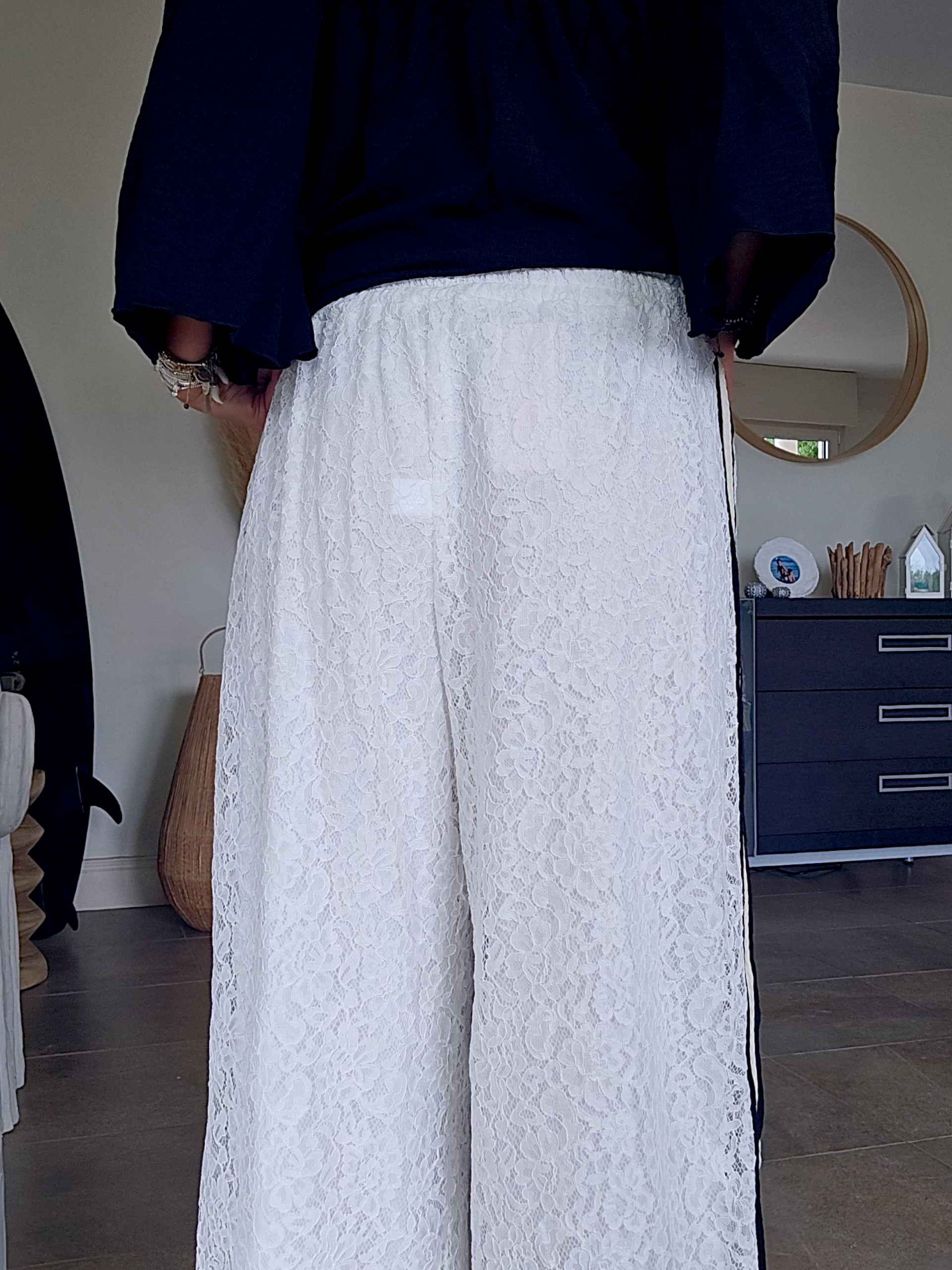Pantalon blanc jambes larges