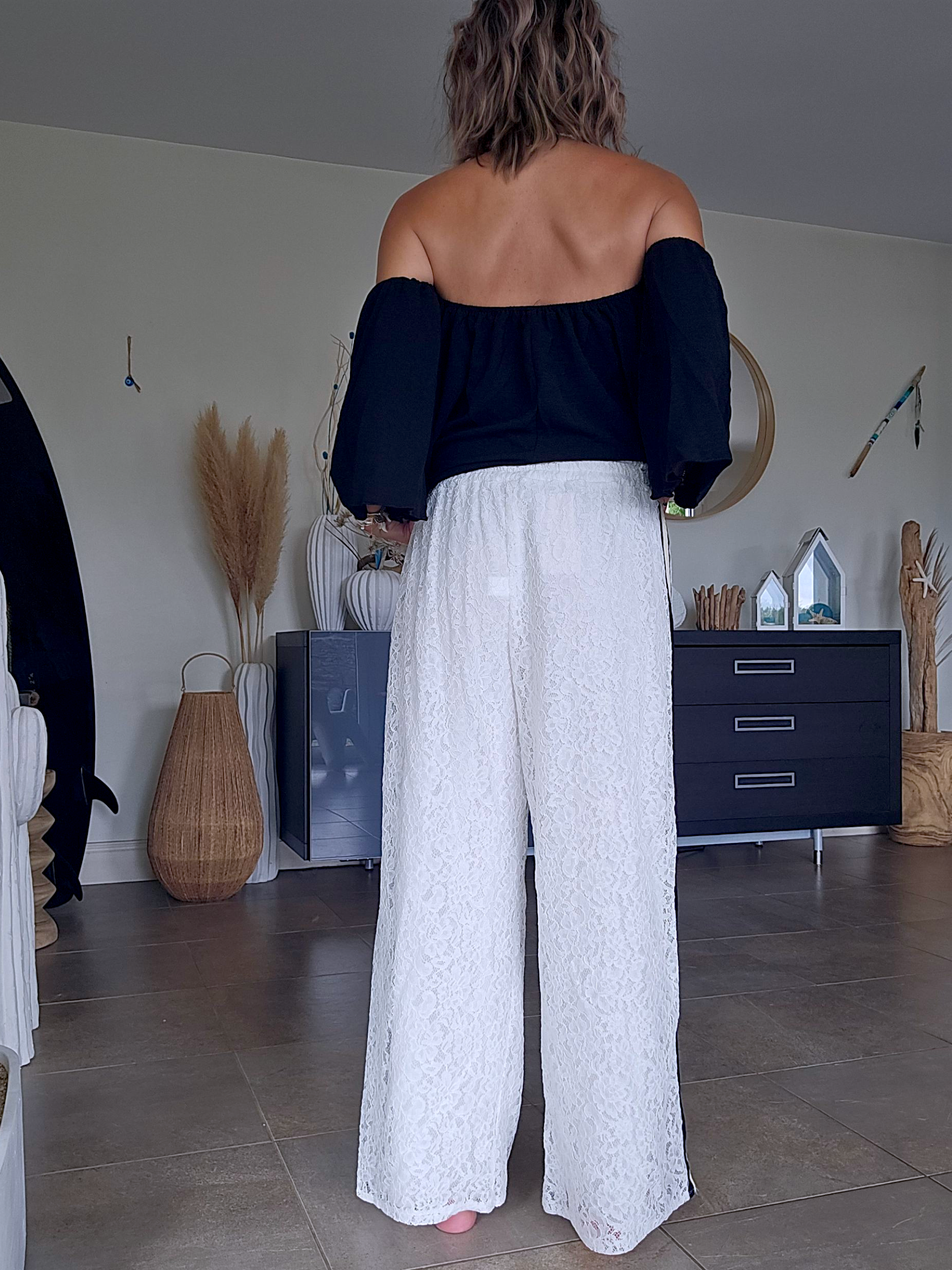 Pantalon blanc jambes larges