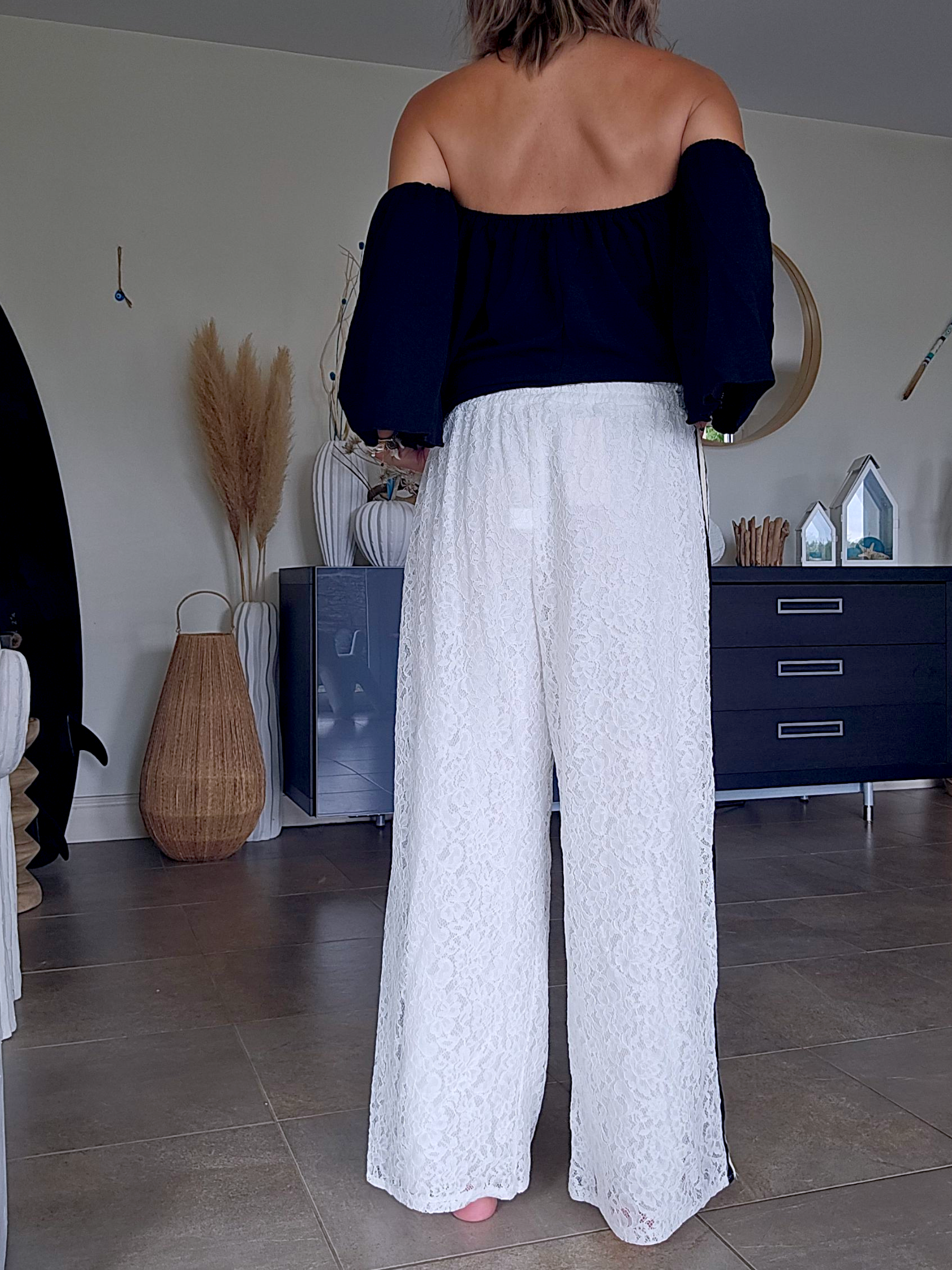 Pantalon blanc jambes larges
