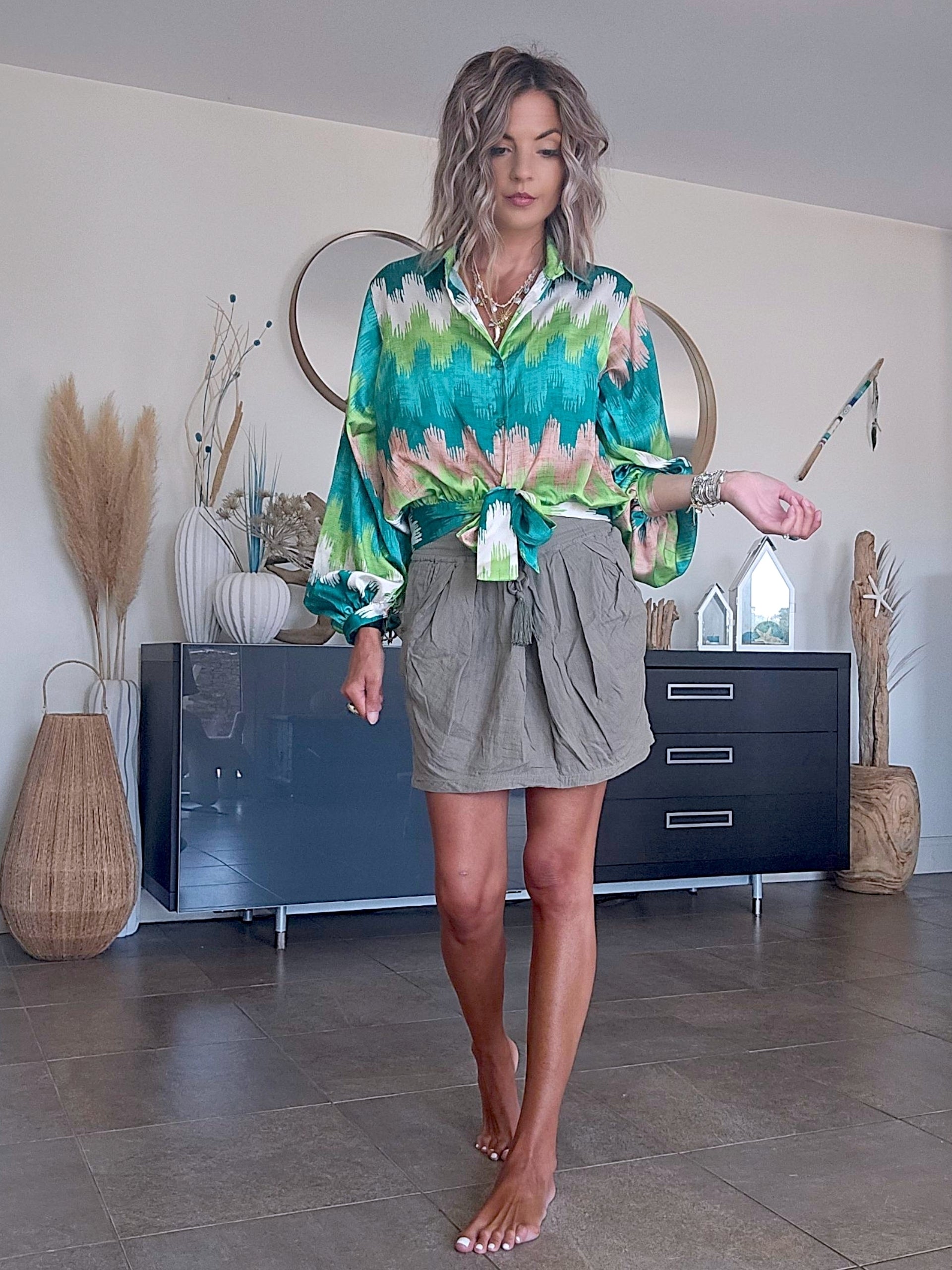 Blouse tie and dye vert
