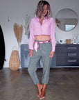 Chemise rayée rose