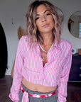 Chemise rayée rose