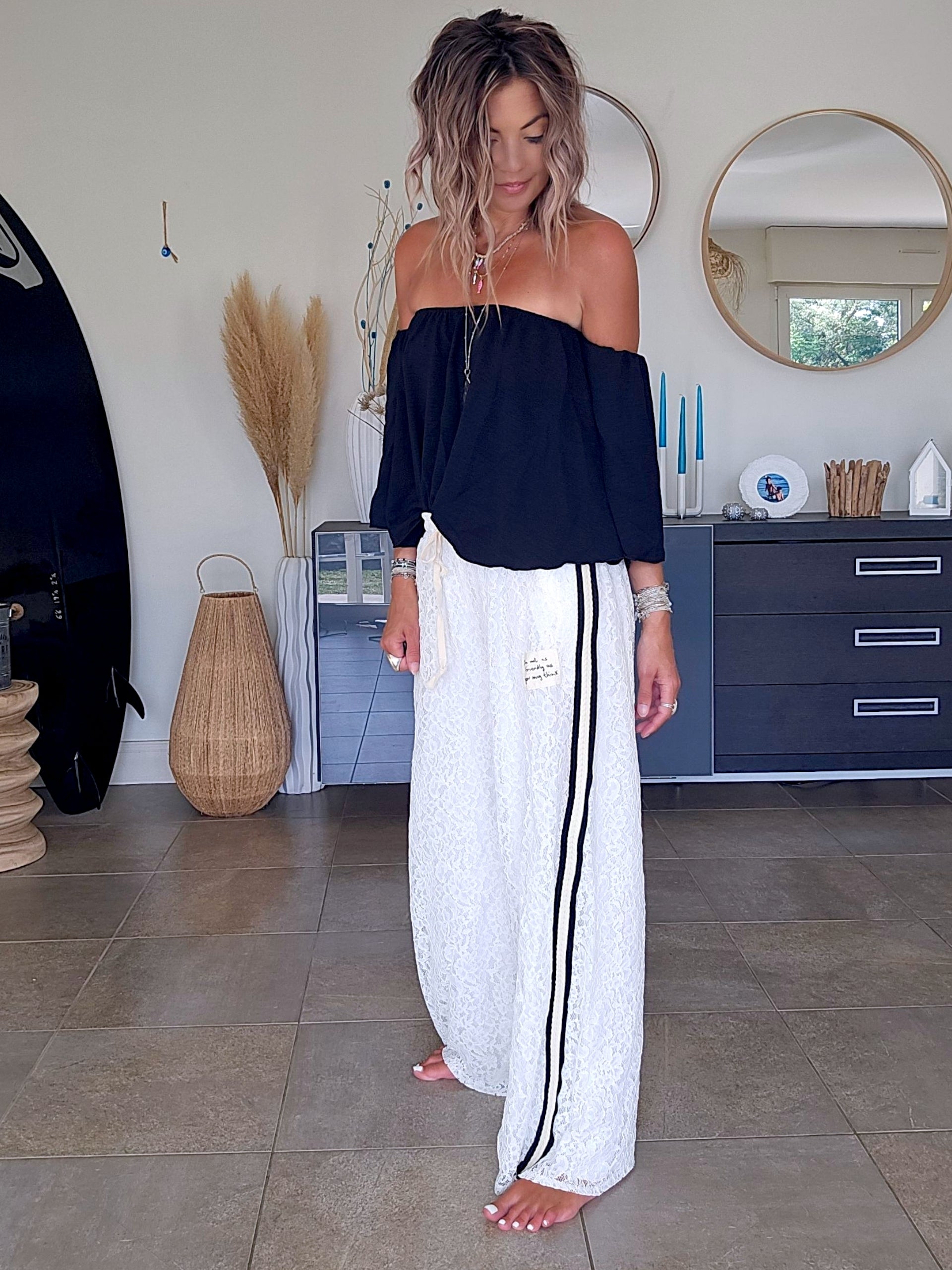 Pantalon blanc jambes larges