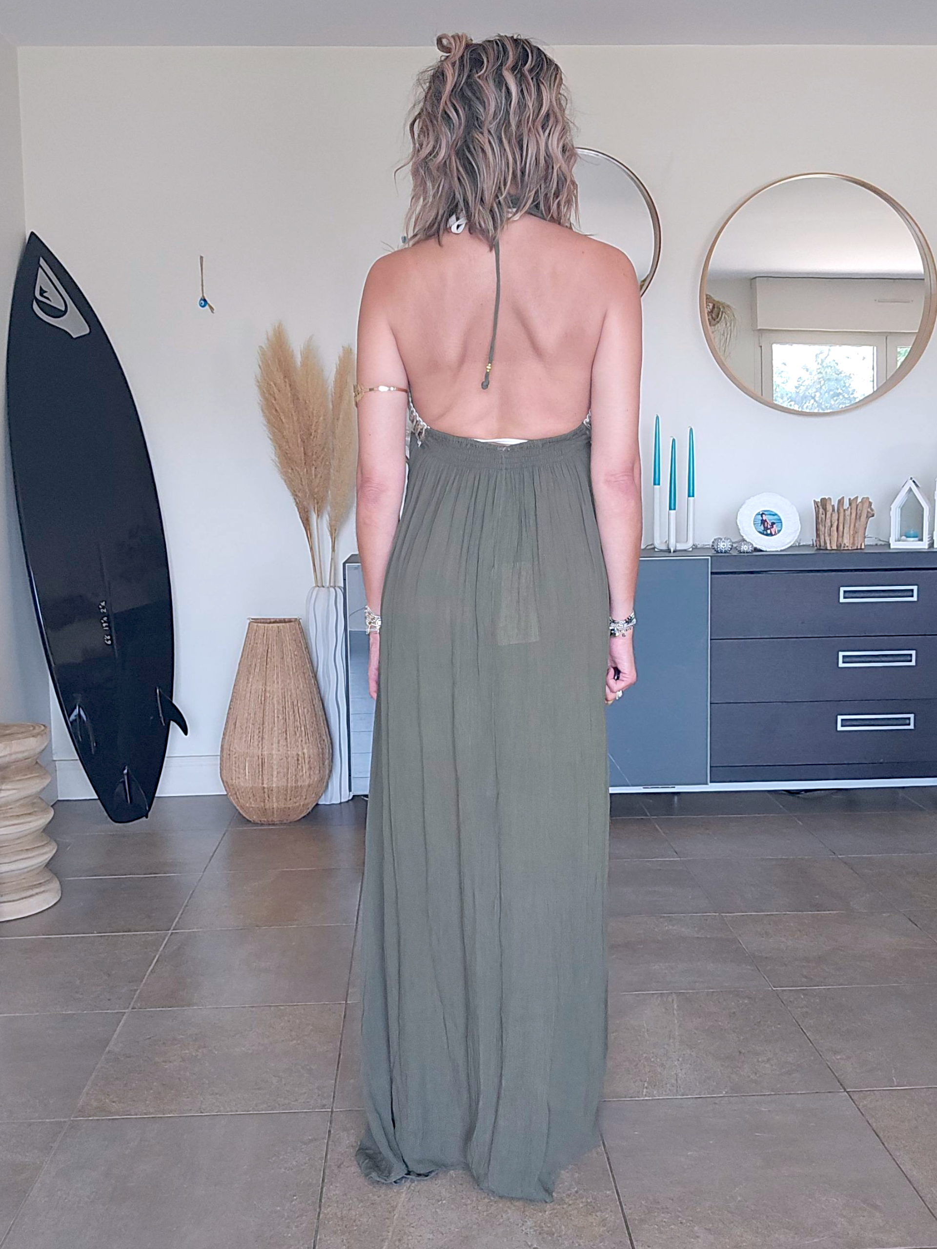 Robe bohème-chic kaki