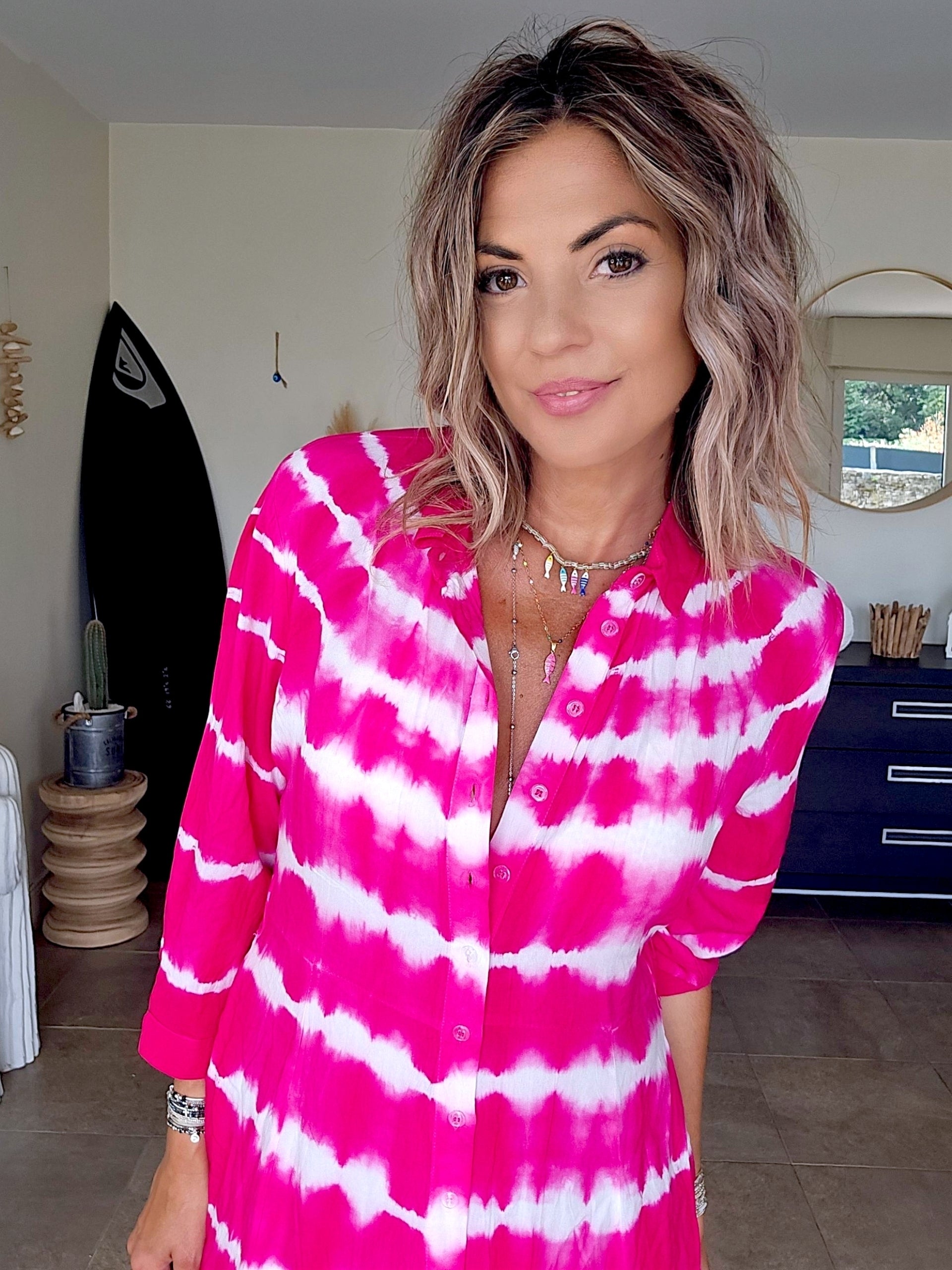 Robe tie and dye fuchsia