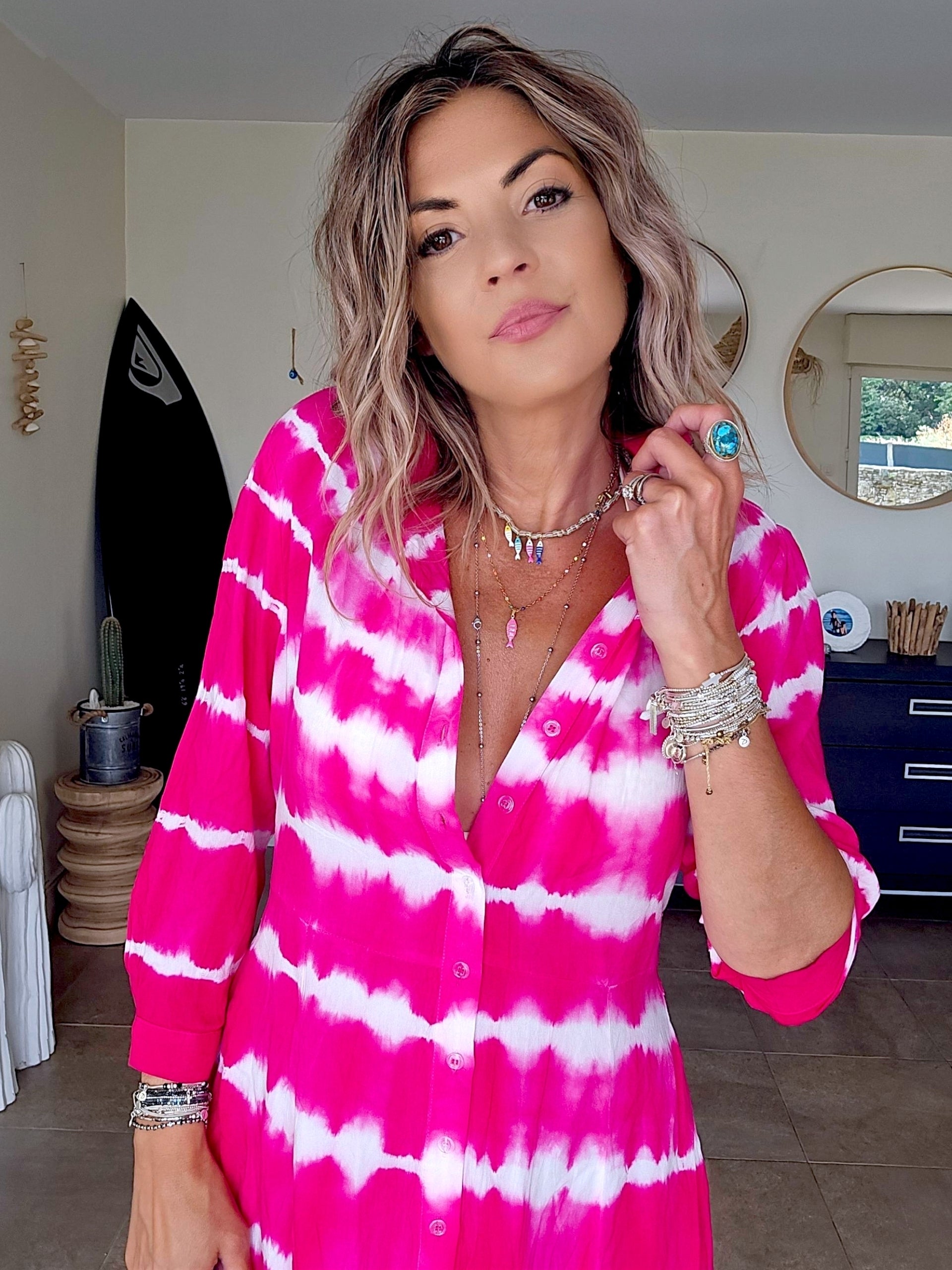 Robe tie and dye fuchsia