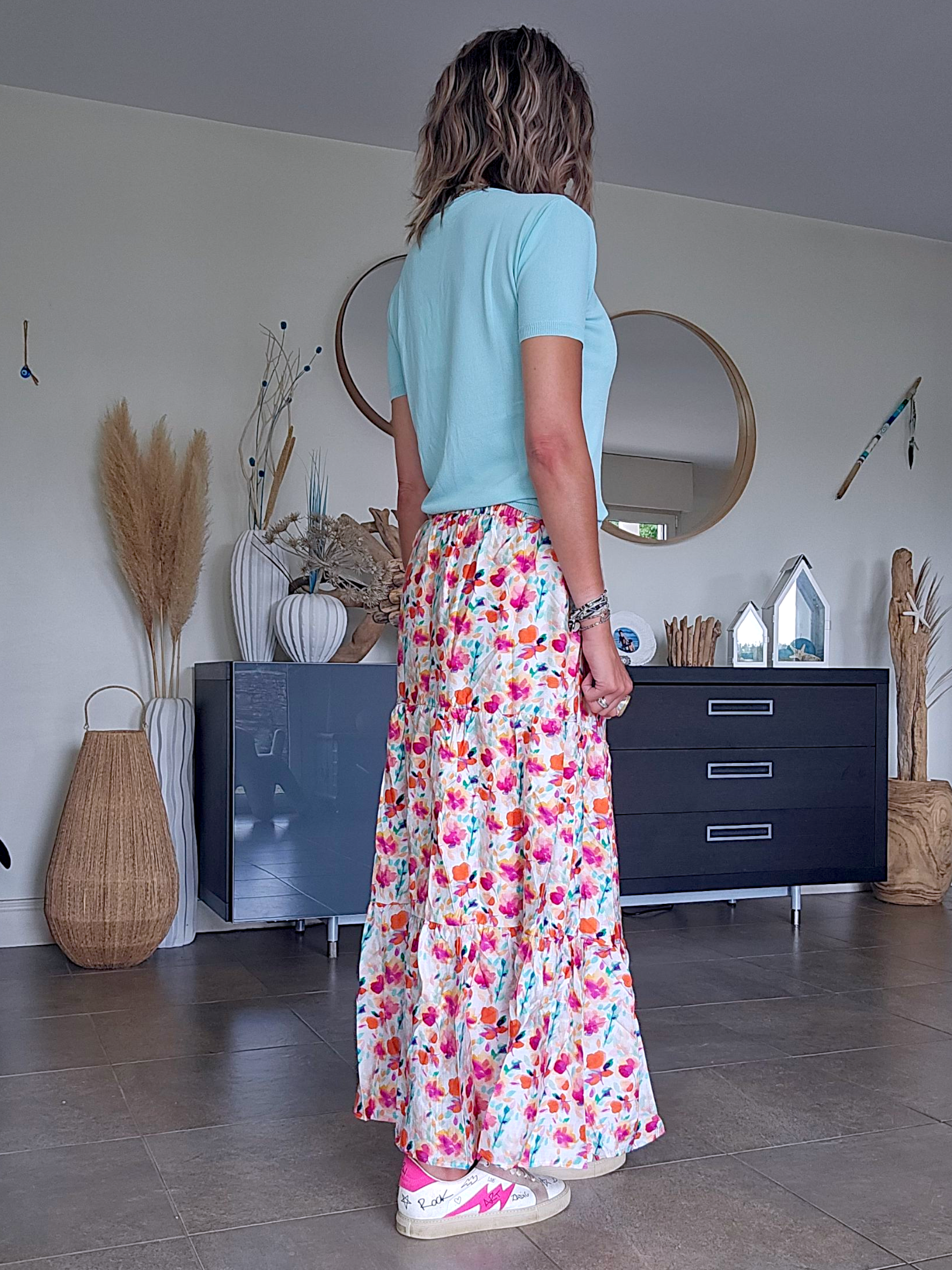 Pull maille fine bleu ciel