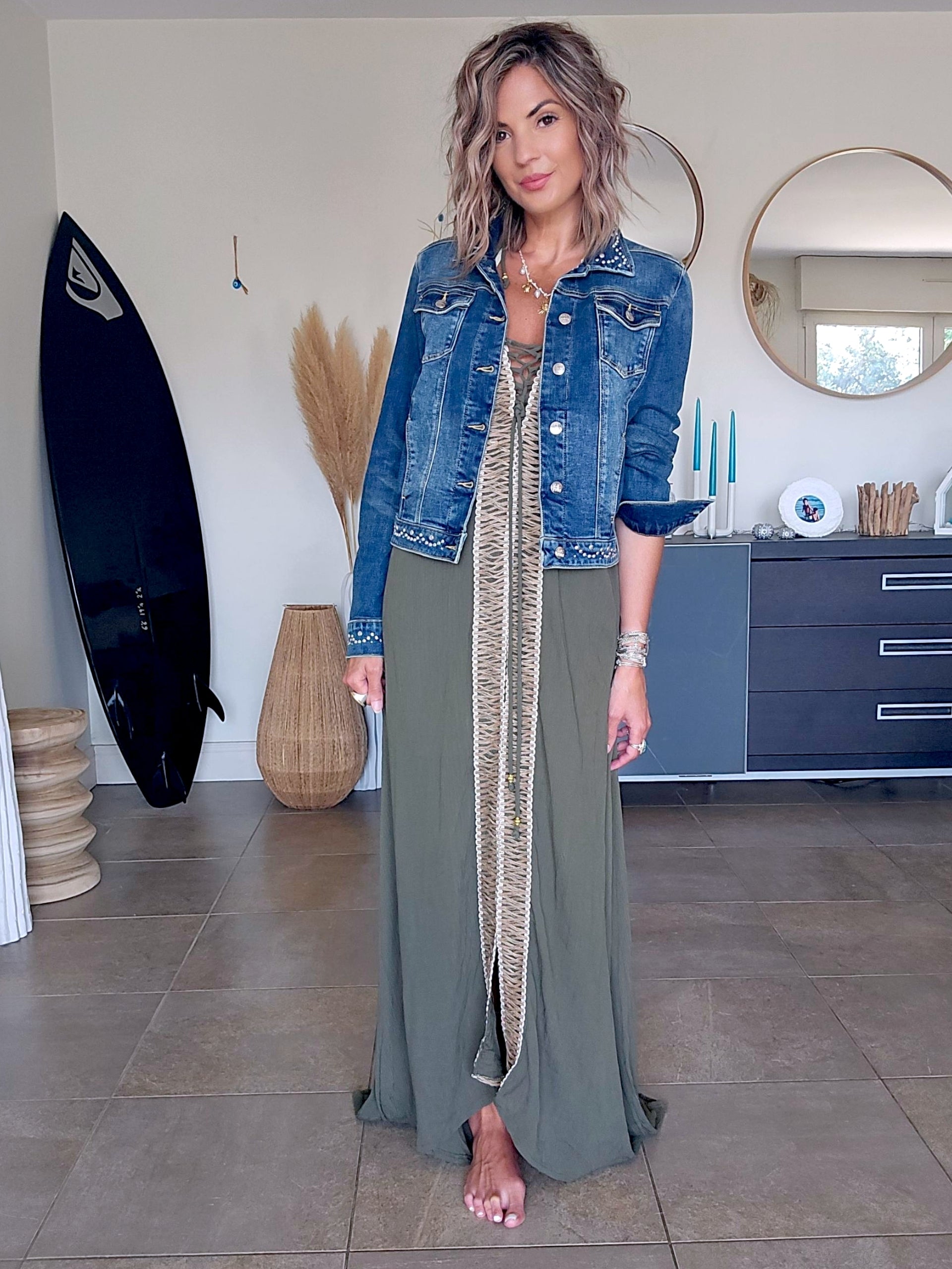 Robe bohème-chic kaki