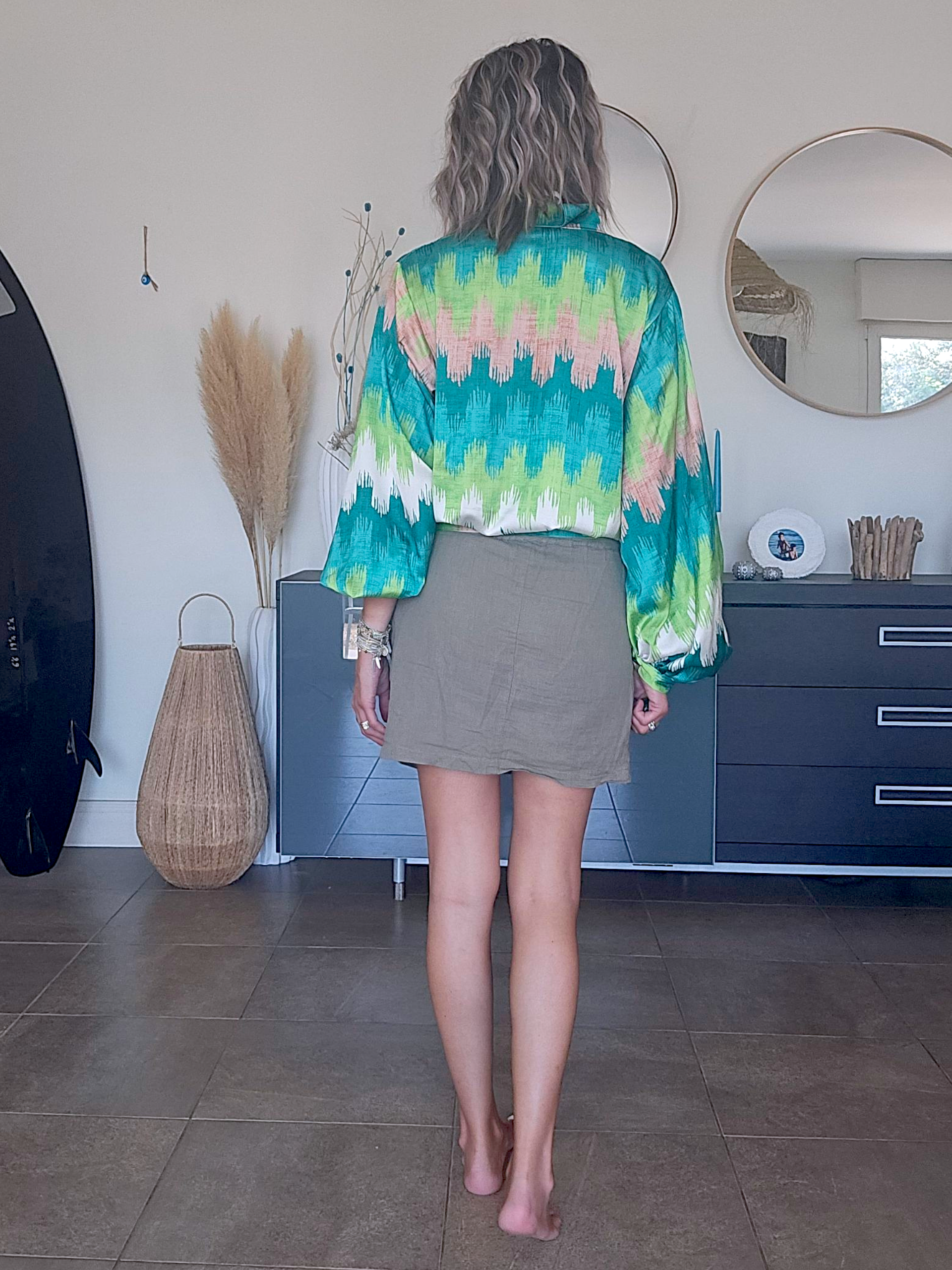 Blouse tie and dye vert