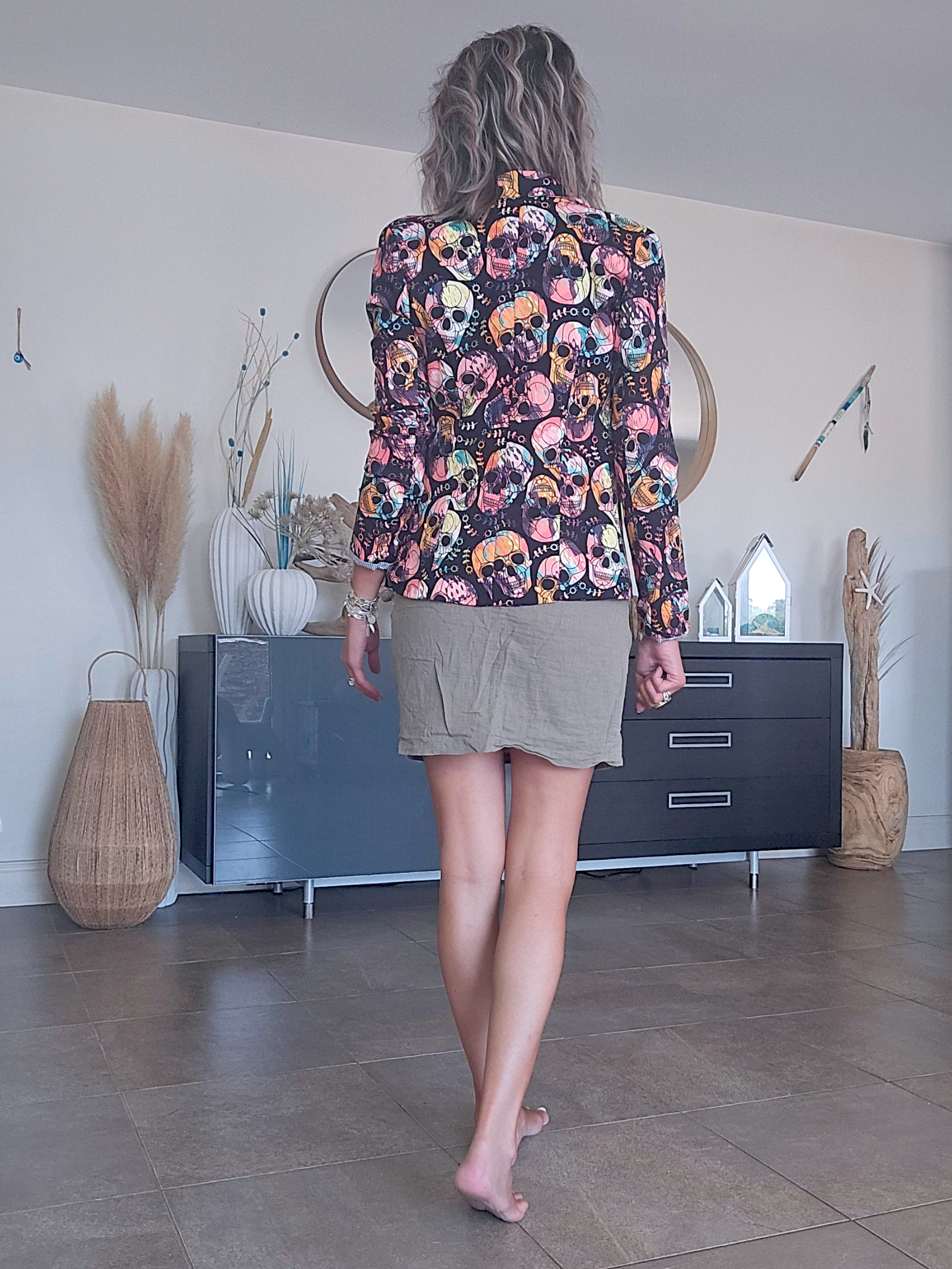 Veste cintrée skull fluo