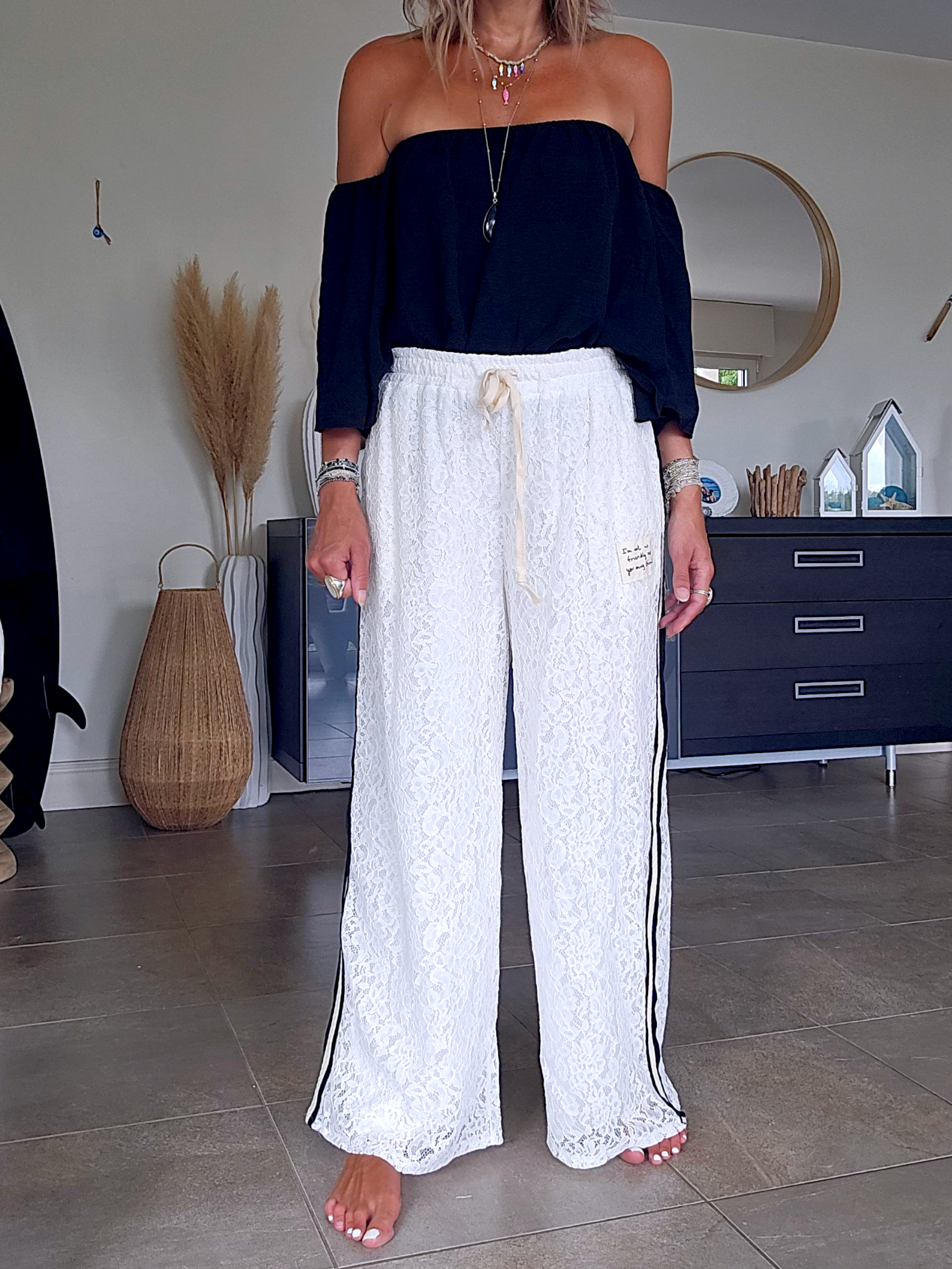Pantalon blanc jambes larges
