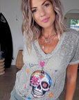 T-shirt skull kaki-beige