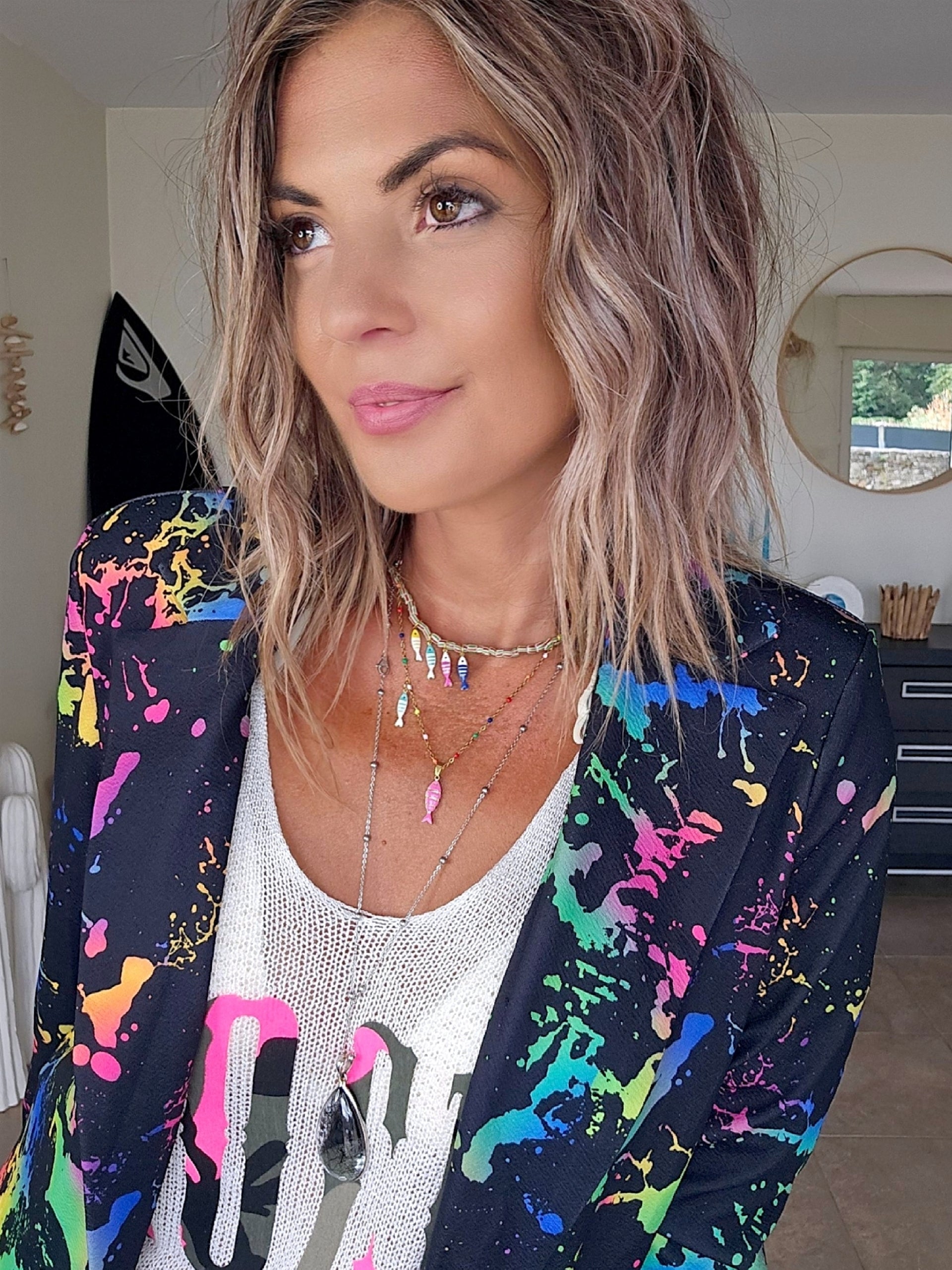 Veste noire tags fluo