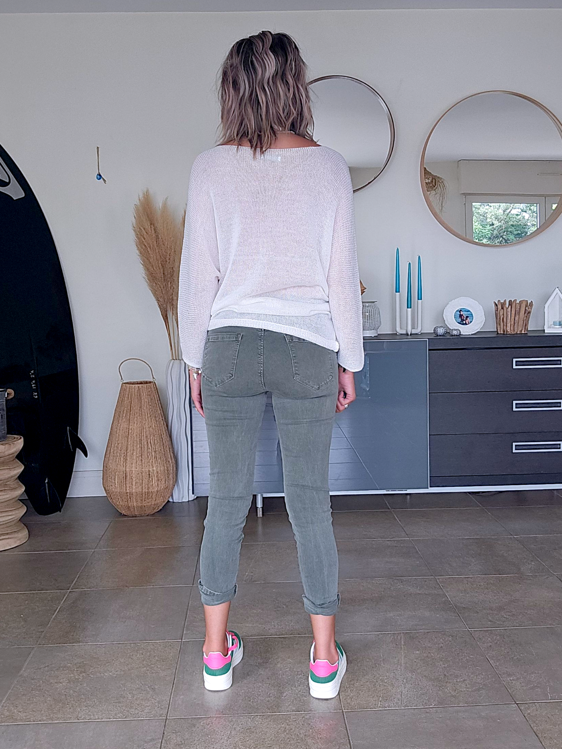 Pantalon slim kaki-gris