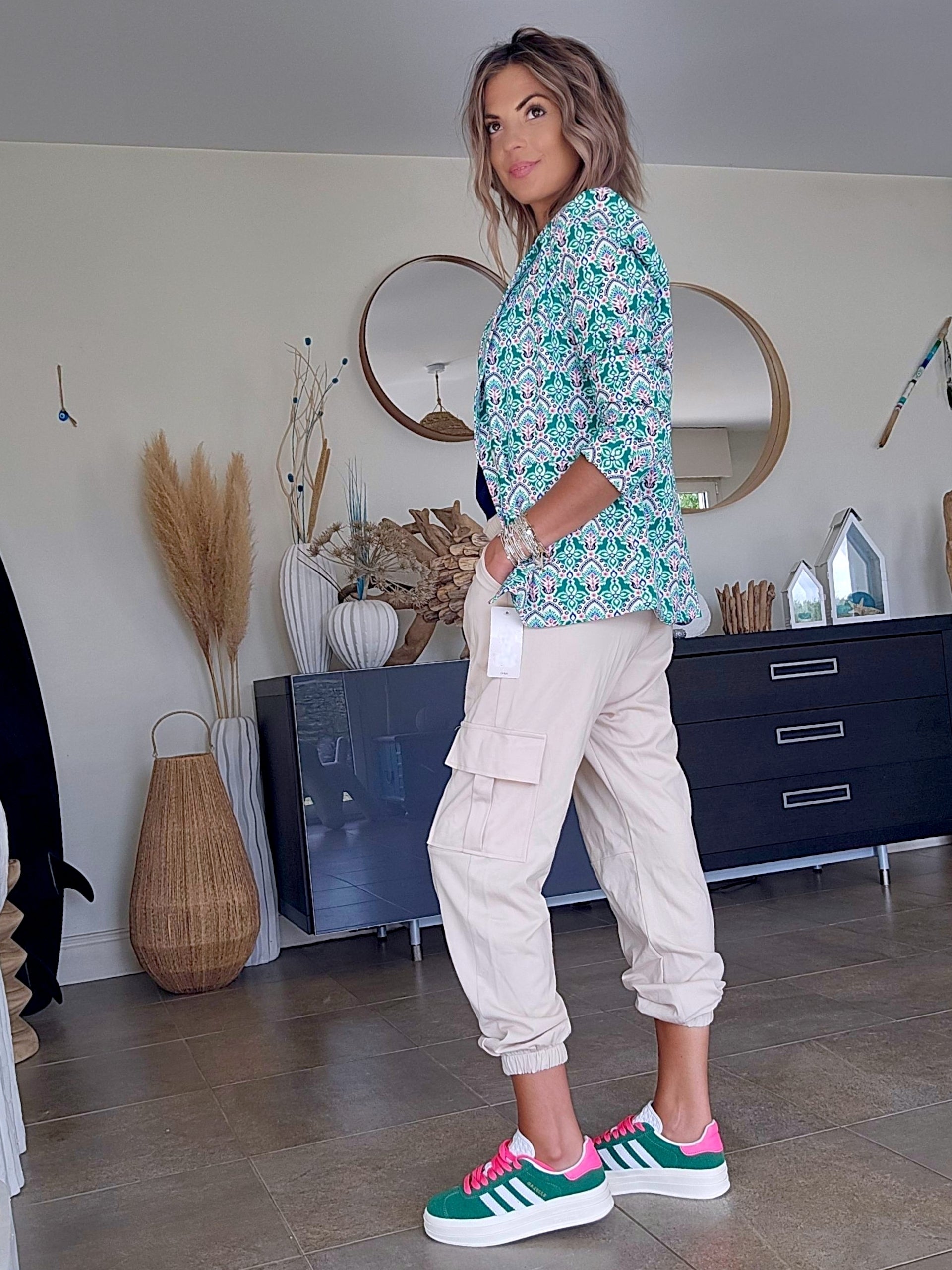 Veste flowers verte