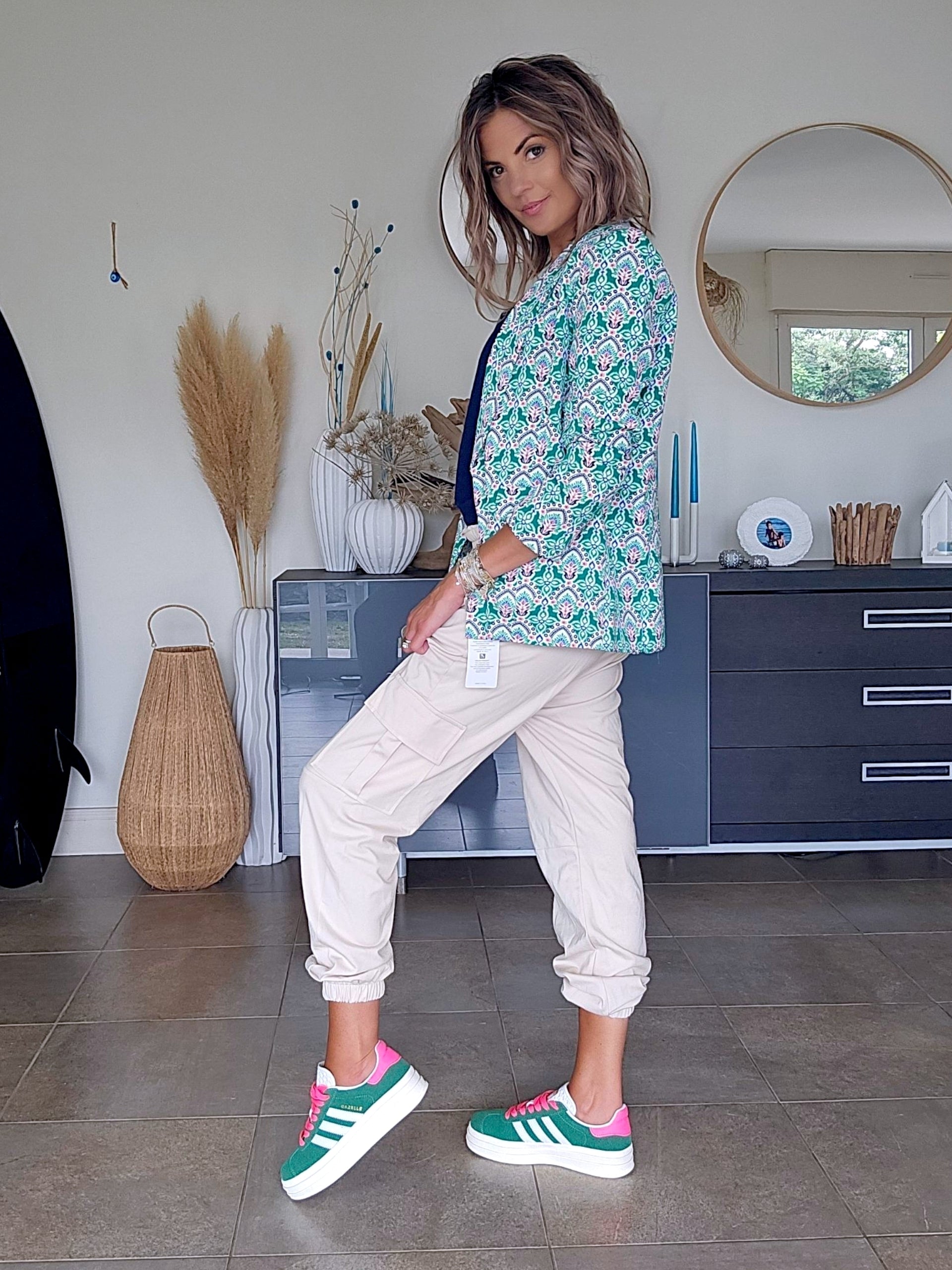Veste flowers verte