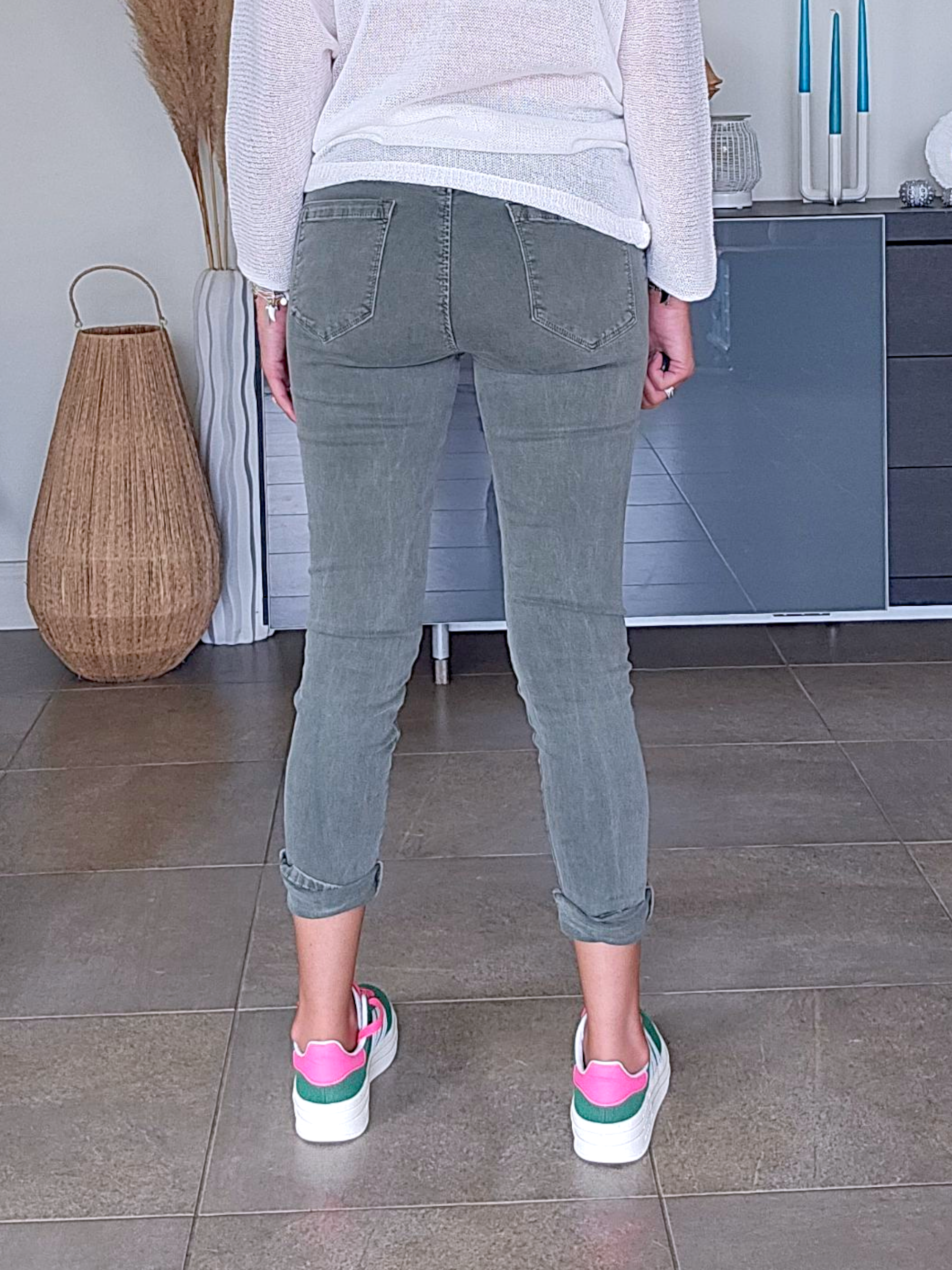 Pantalon slim kaki-gris
