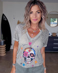 T-shirt skull kaki-beige