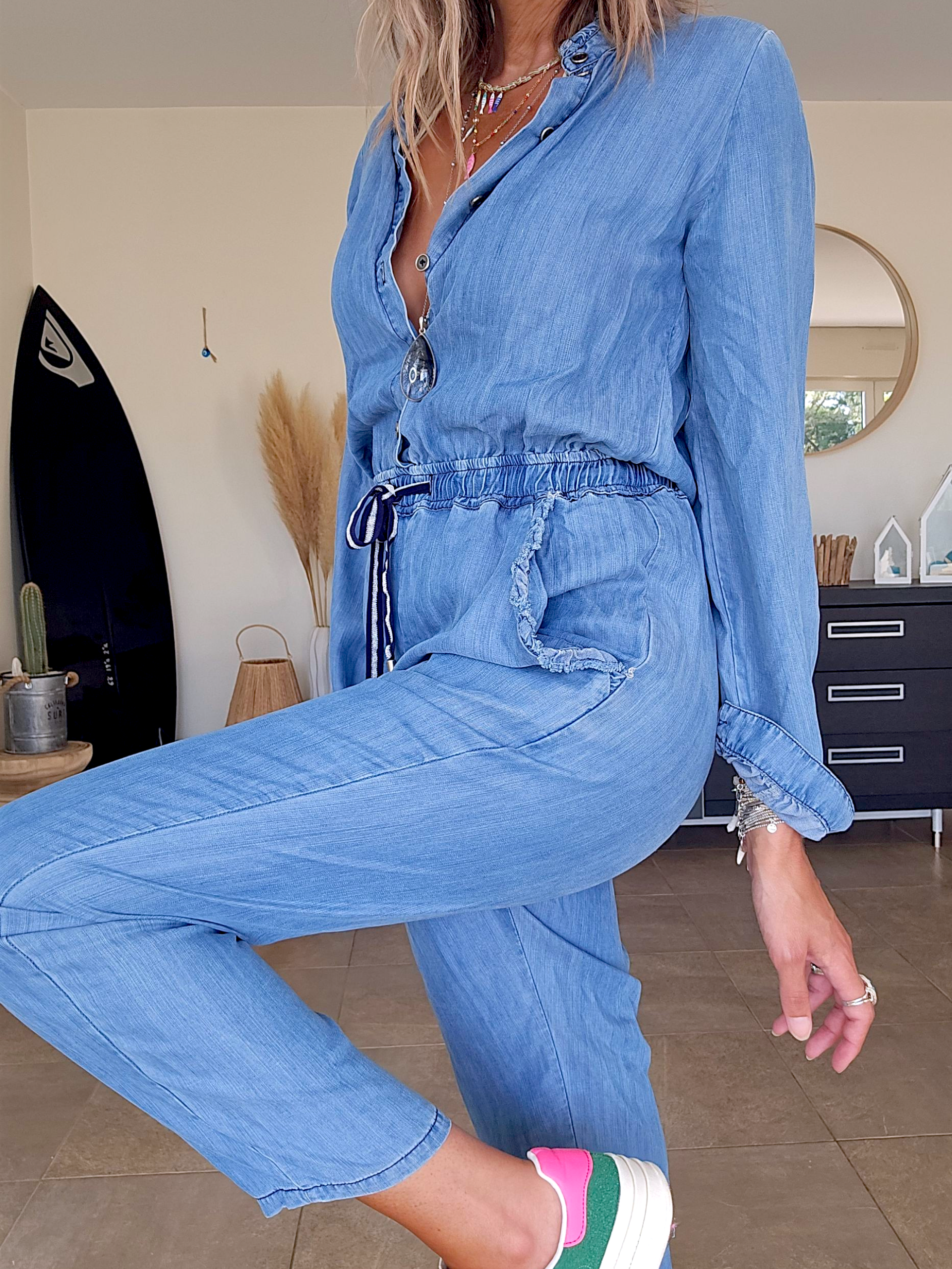 Combinaison bleu en lyocell