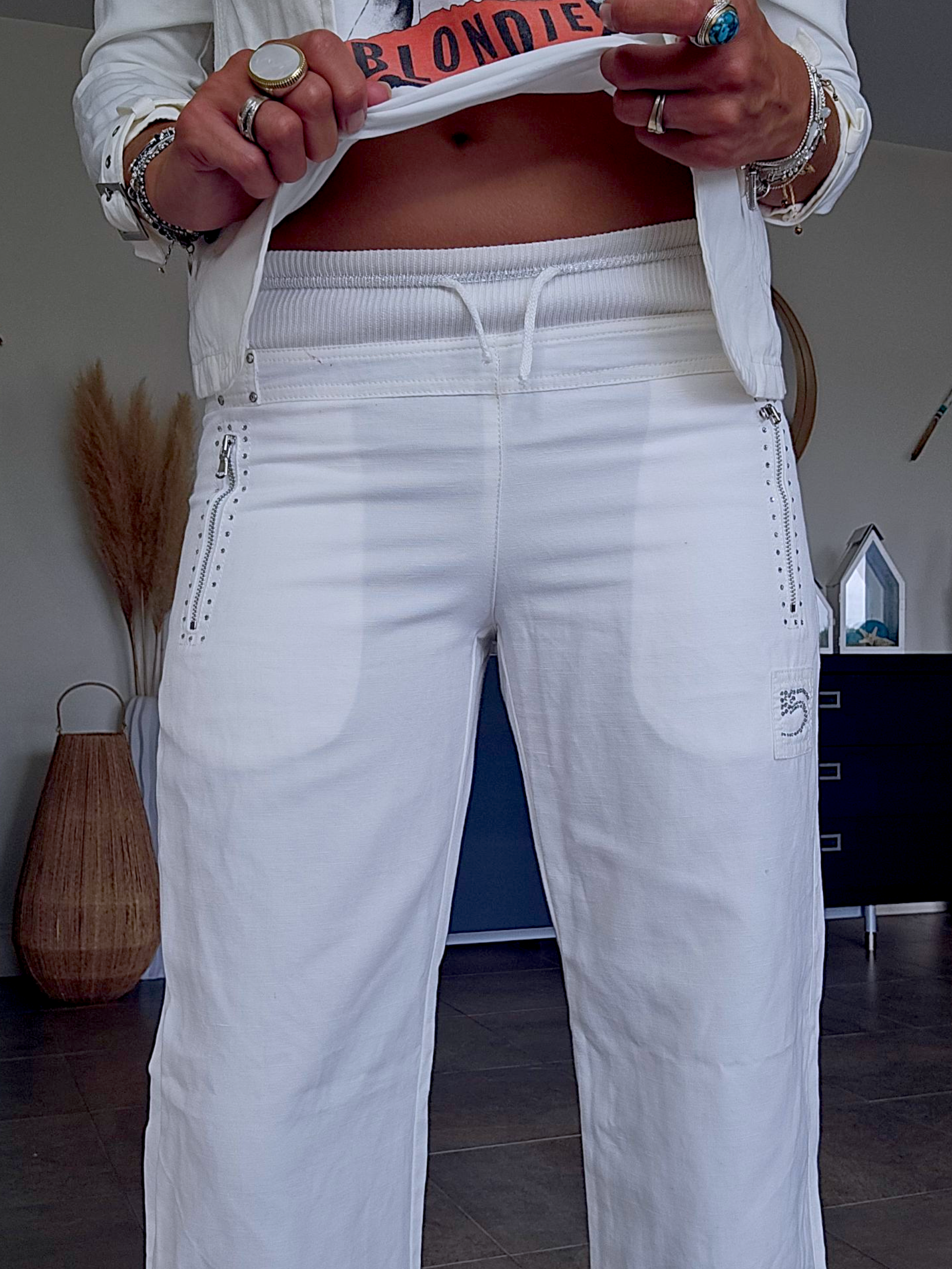 Pantalon white rock-chic