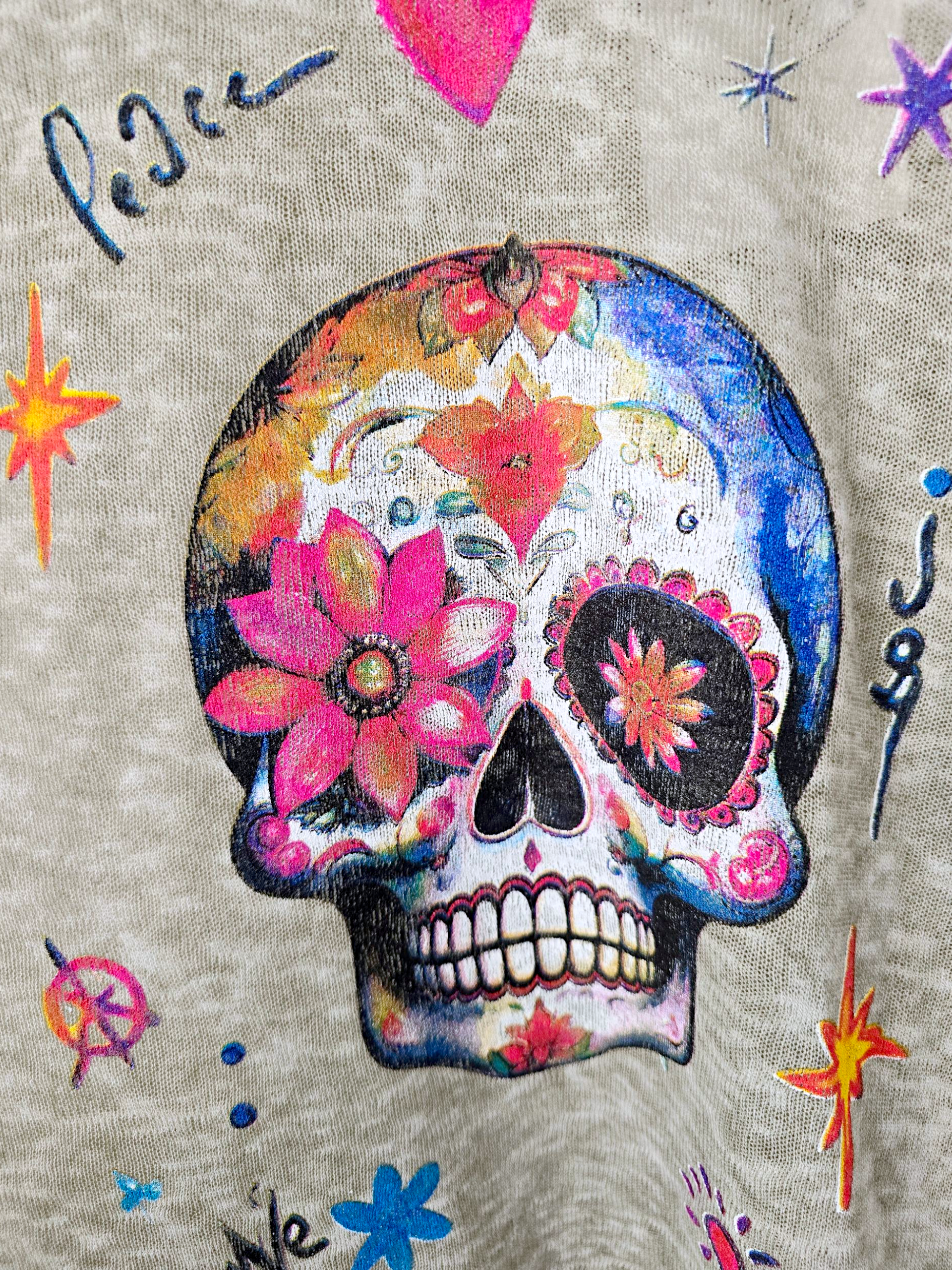 T-shirt skull kaki-beige