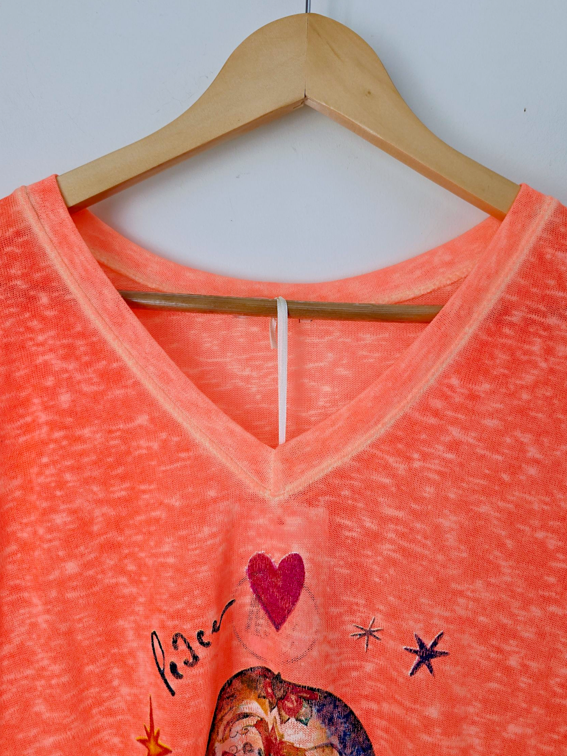 T-shirt skull orange fluo