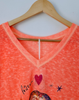 T-shirt skull orange fluo