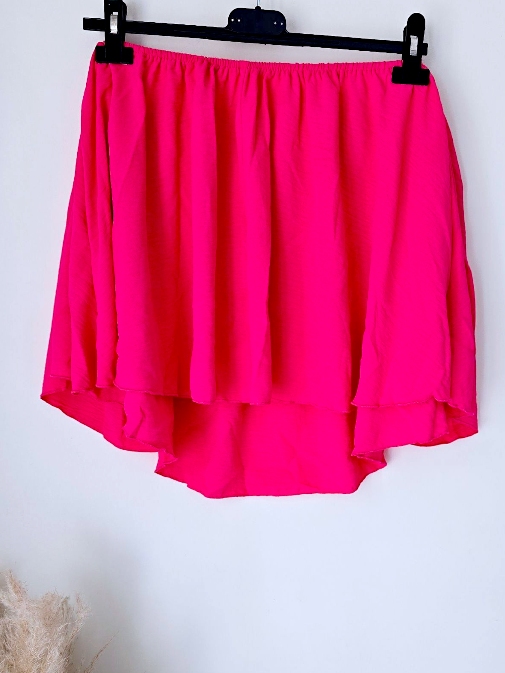 Blouse fuchsia épaules dénudées