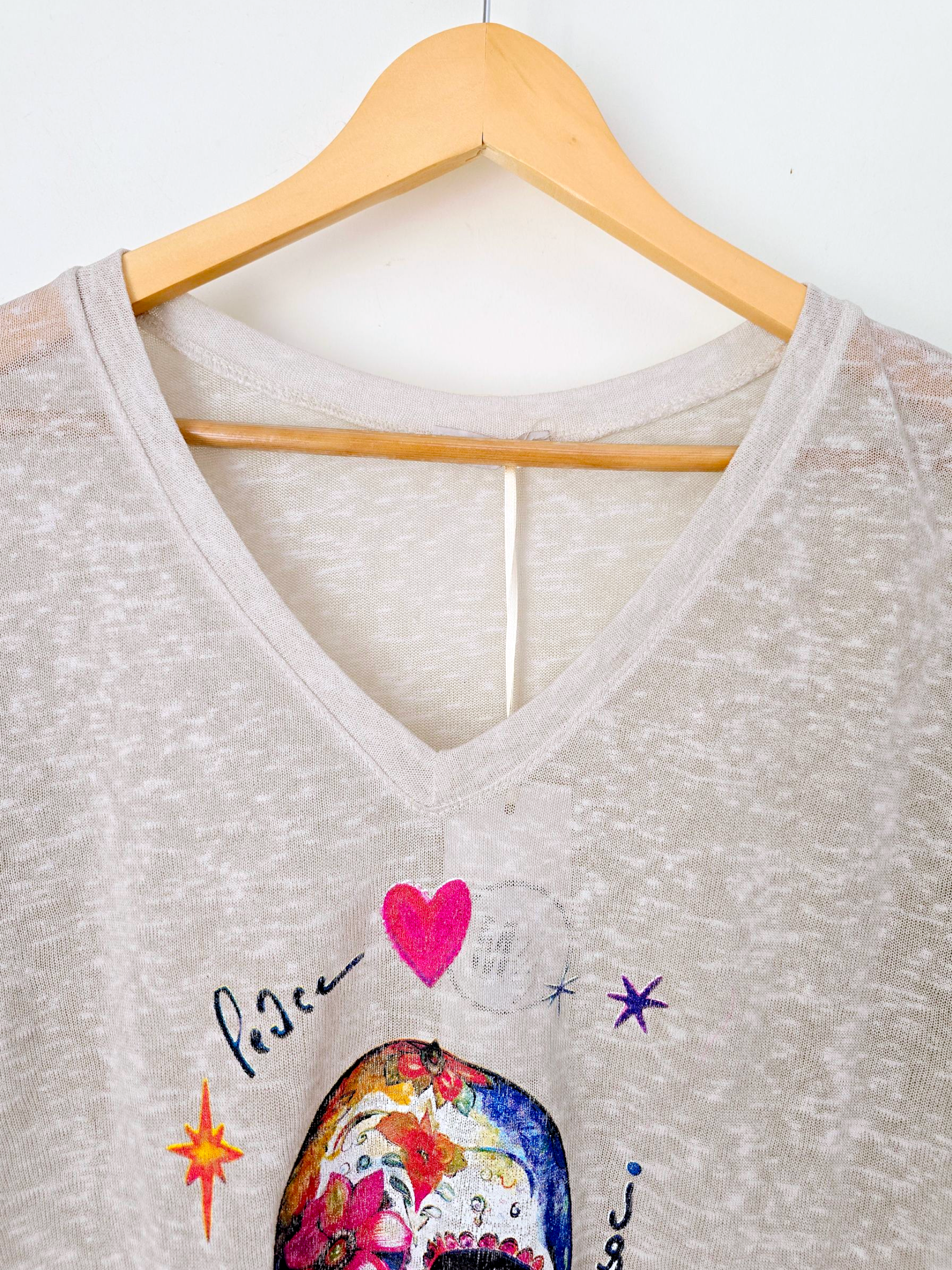 Tee-shirt skull beige clair