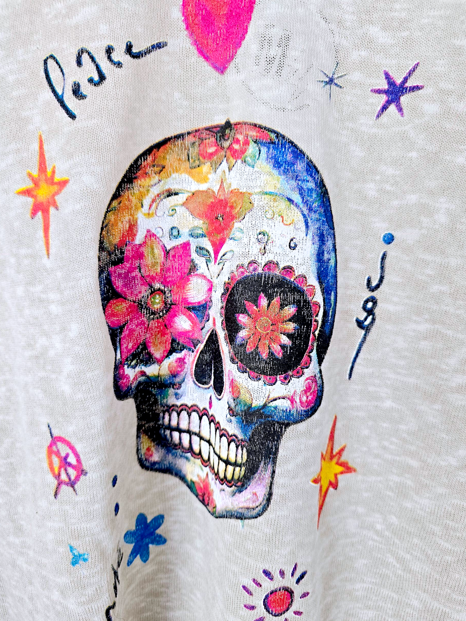 Tee-shirt skull beige clair