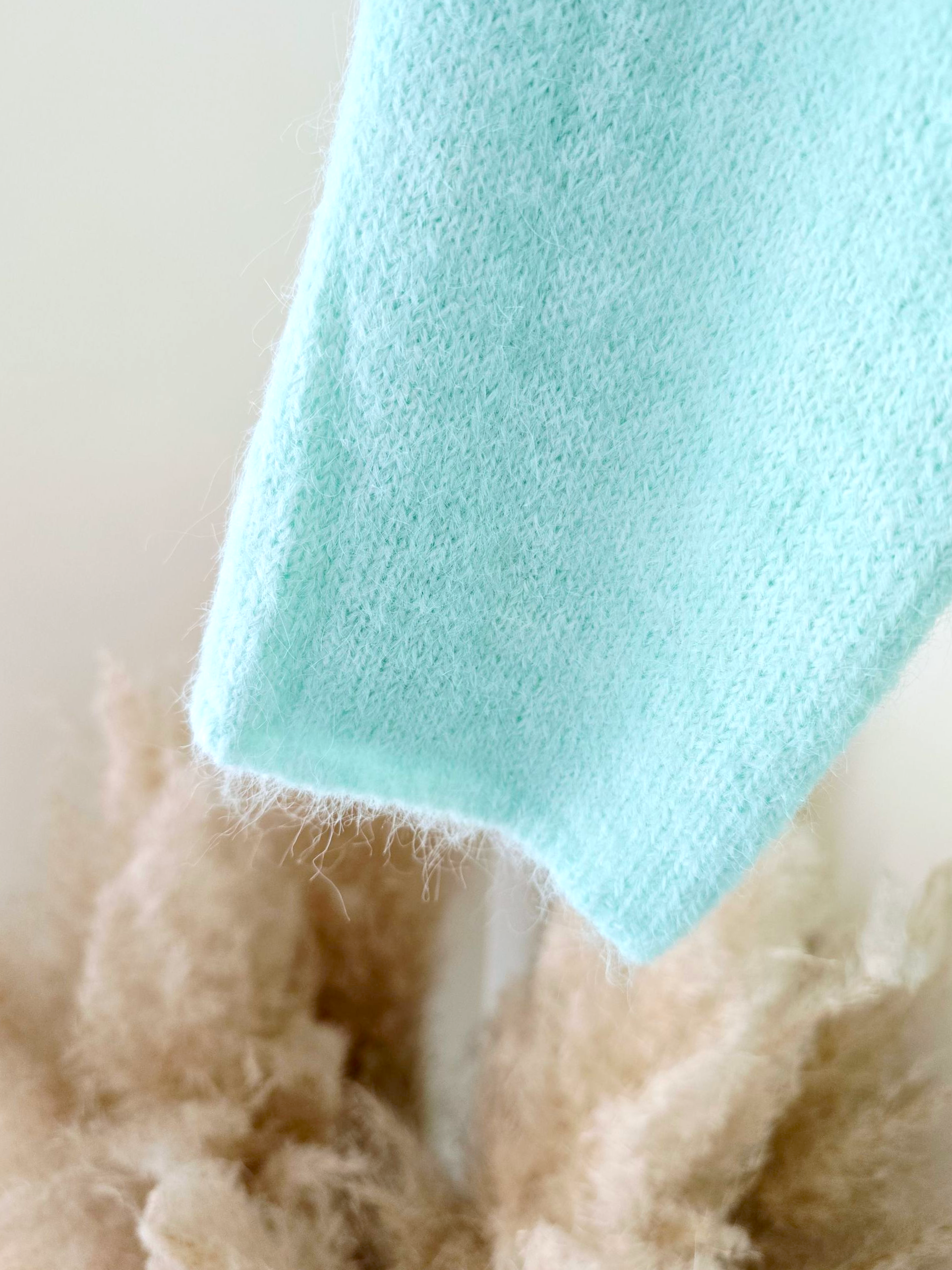 Pull doux menthe-bleu ciel
