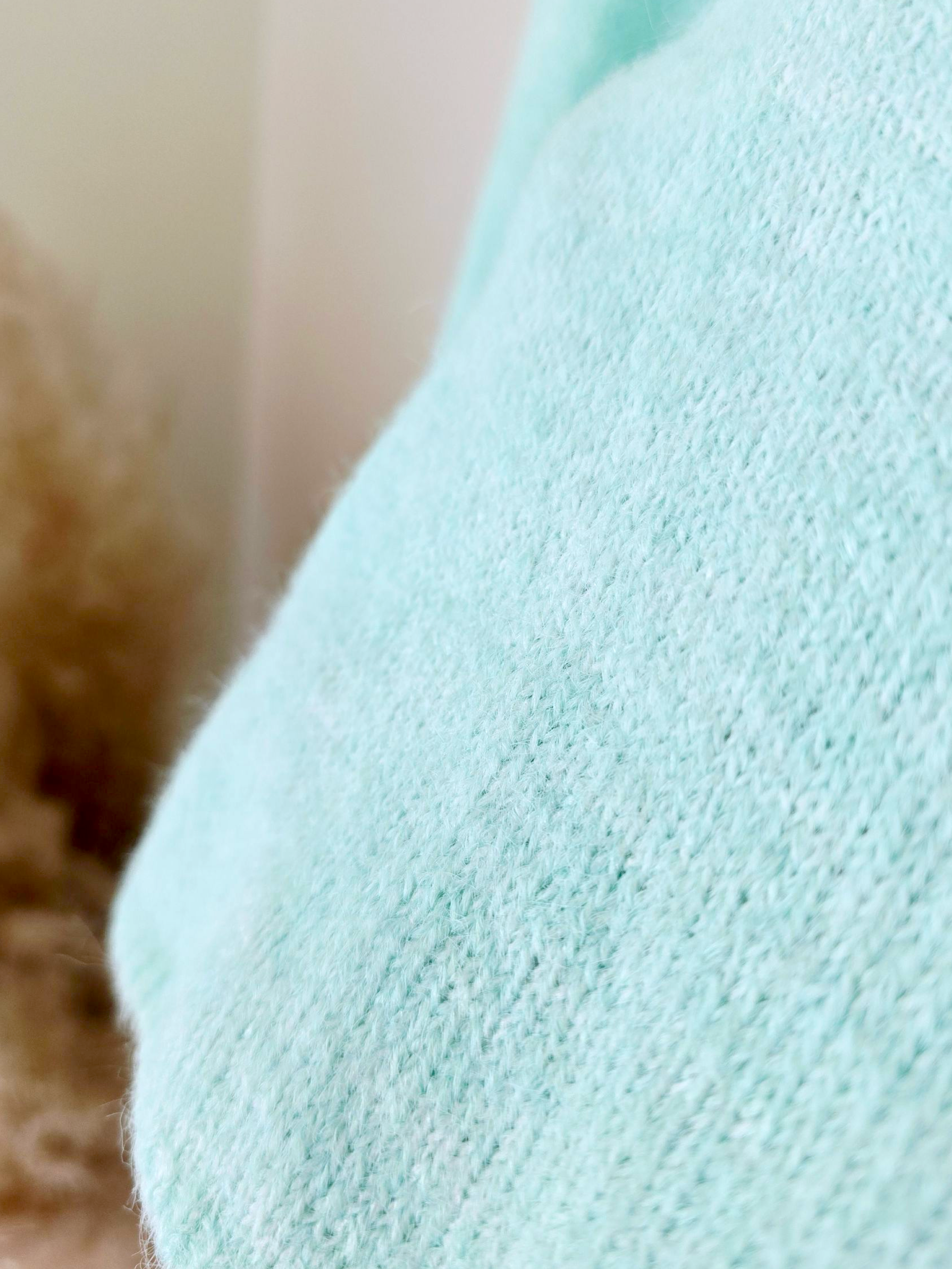Pull doux menthe-bleu ciel