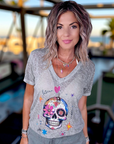 T-shirt skull kaki-beige