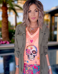 T-shirt skull orange fluo