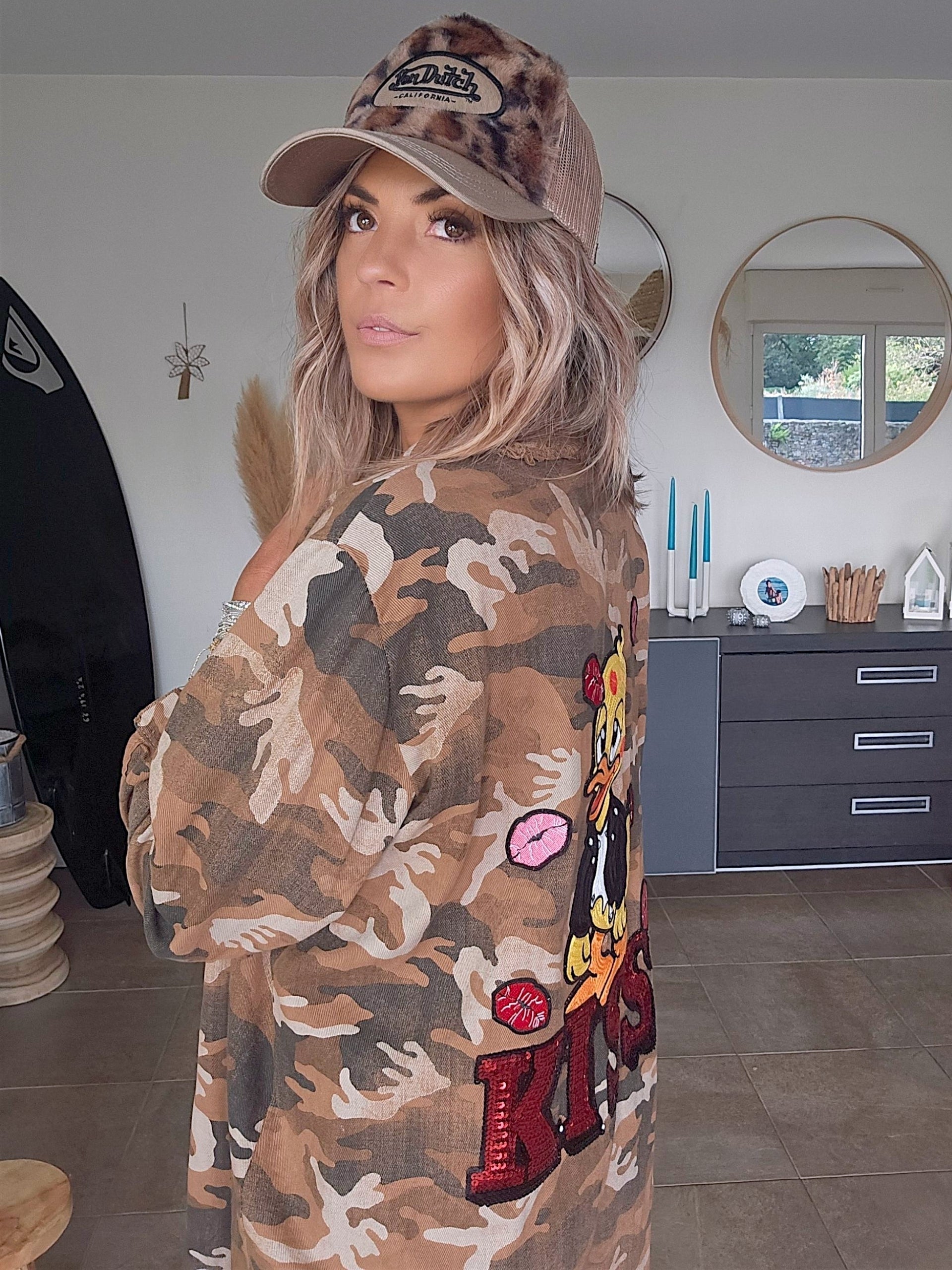 Robe chemise camouflage kiss