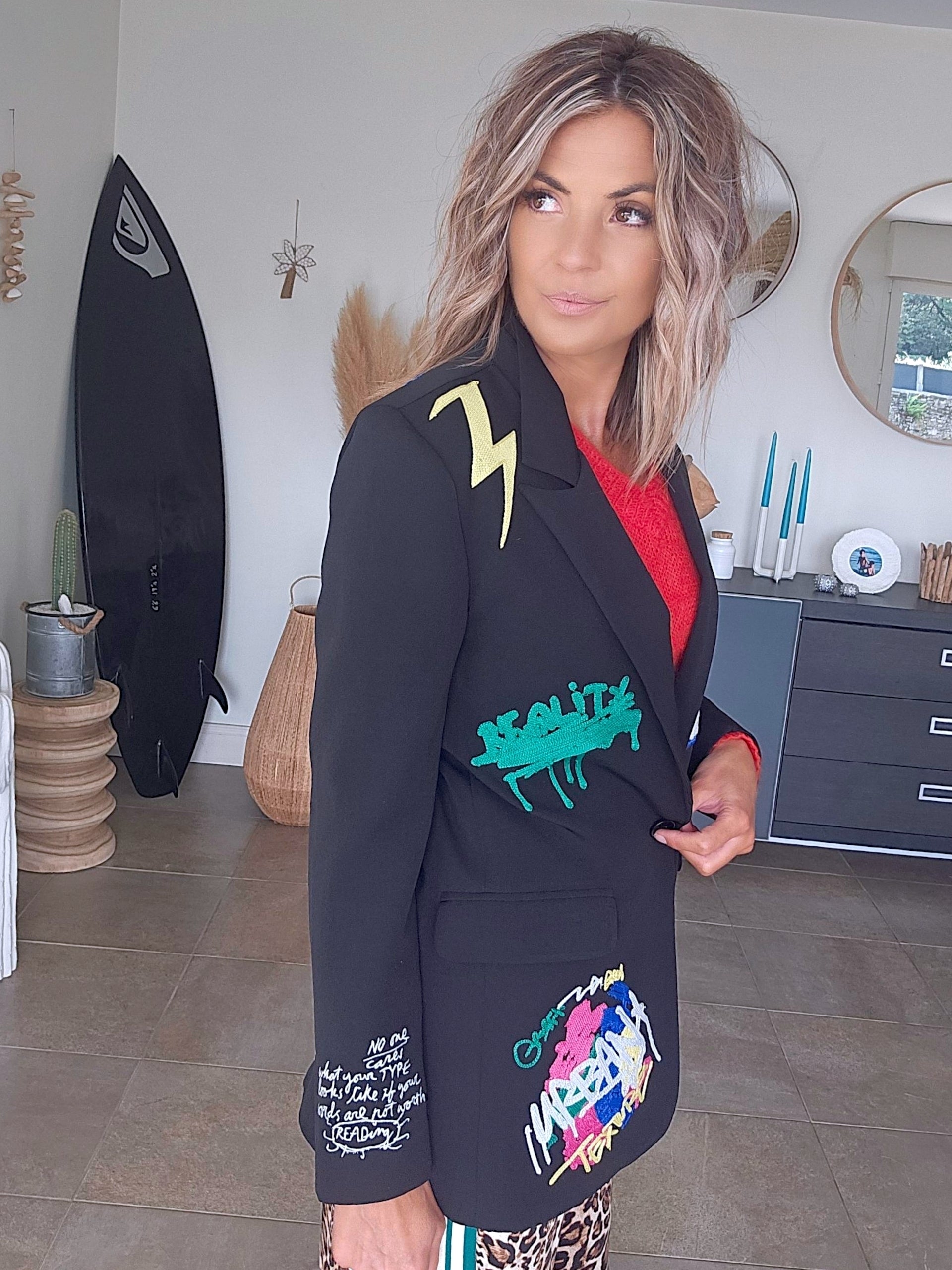 Veste noire à tags smiley