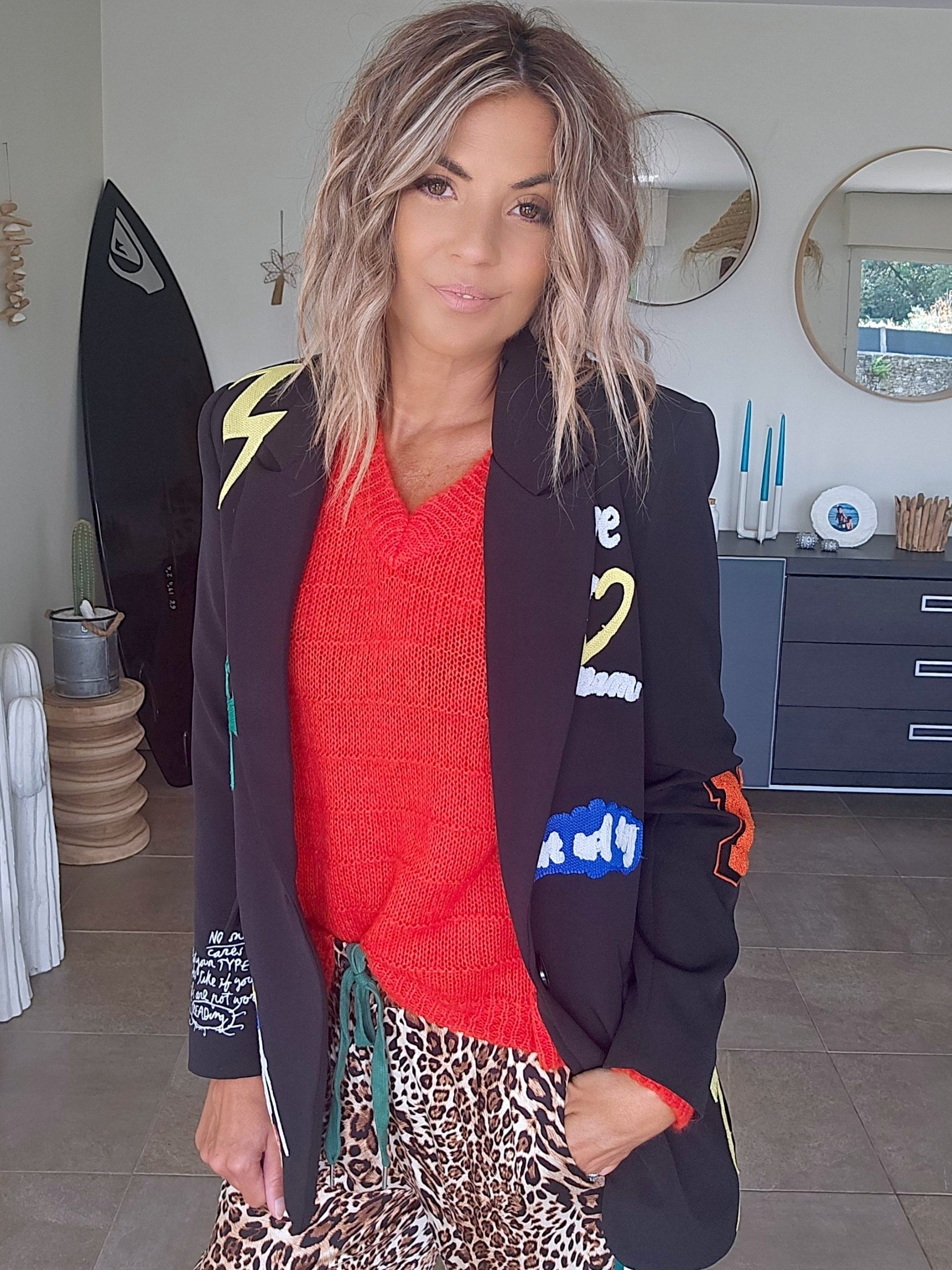 Veste noire à tags smiley